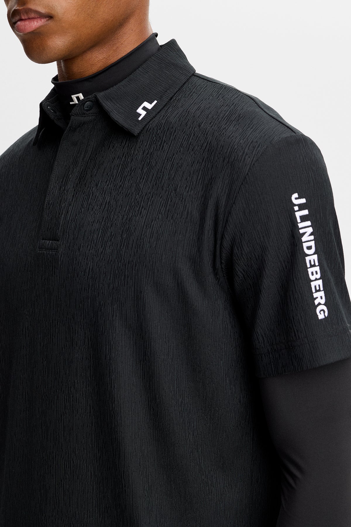 Tour Tech Textured Polo in Black by J.Lindeberg