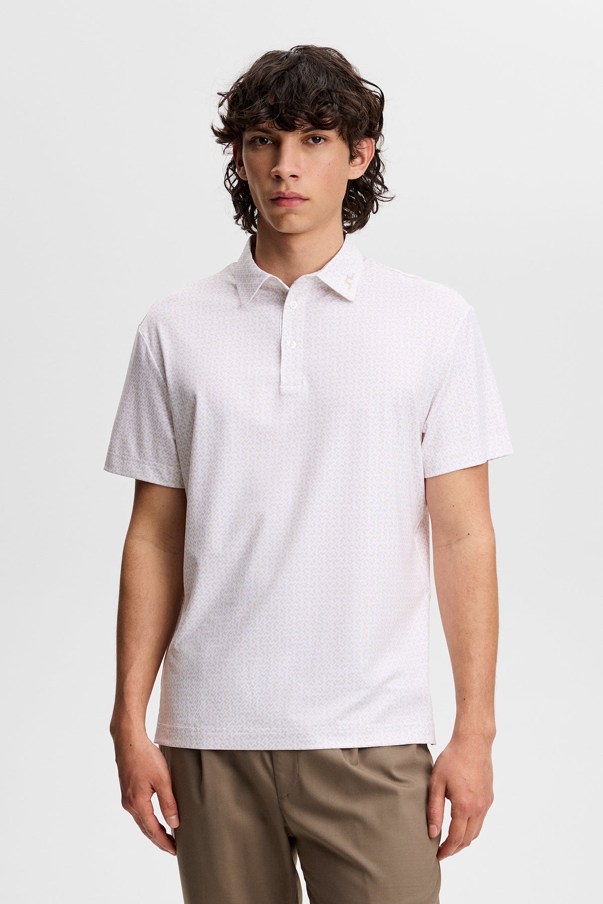 Bala Print Polo in Bias Bridge White Moonbeam S by J.Lindeberg