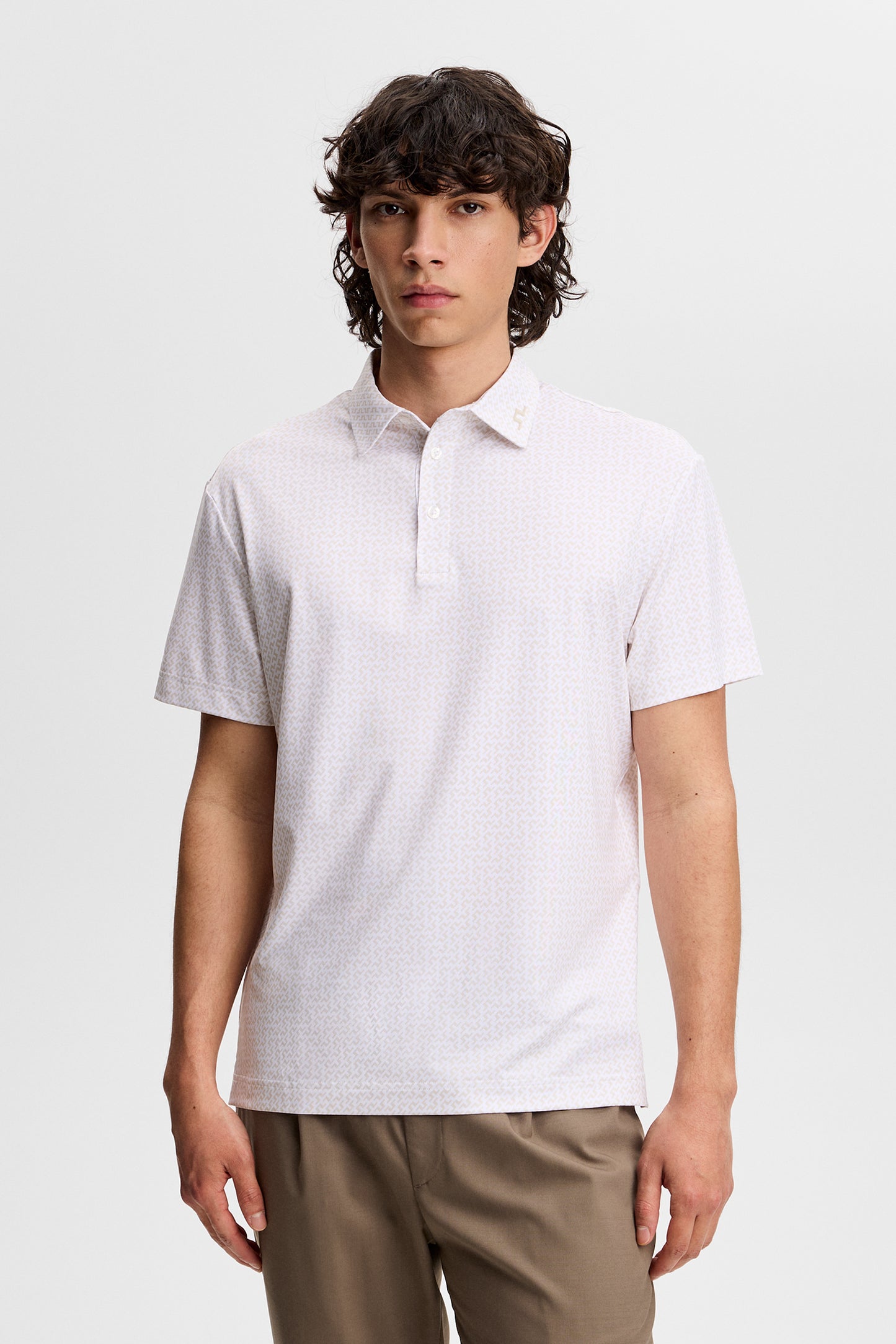 Bala Print Polo in Bias Bridge White Moonbeam S by J.Lindeberg