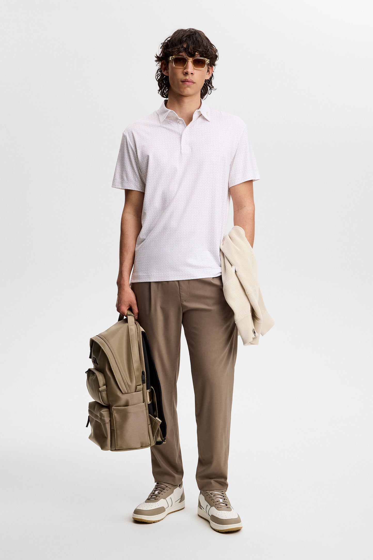 Bala Print Polo in Bias Bridge White Moonbeam S by J.Lindeberg