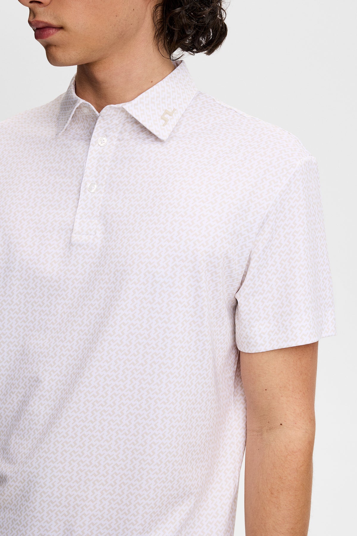 Bala Print Polo in Bias Bridge White Moonbeam S by J.Lindeberg