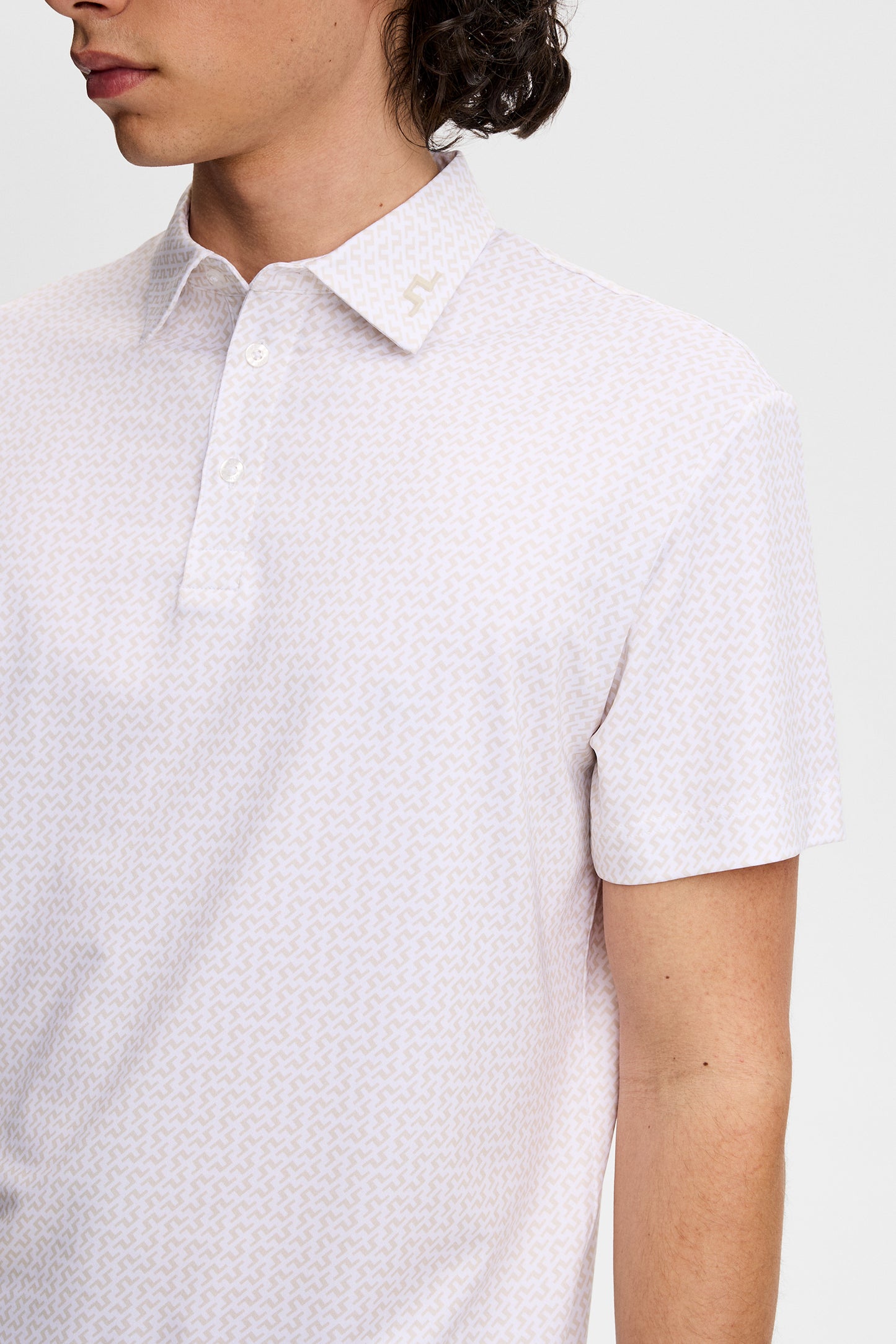 Bala Print Polo in Bias Bridge White Moonbeam S by J.Lindeberg