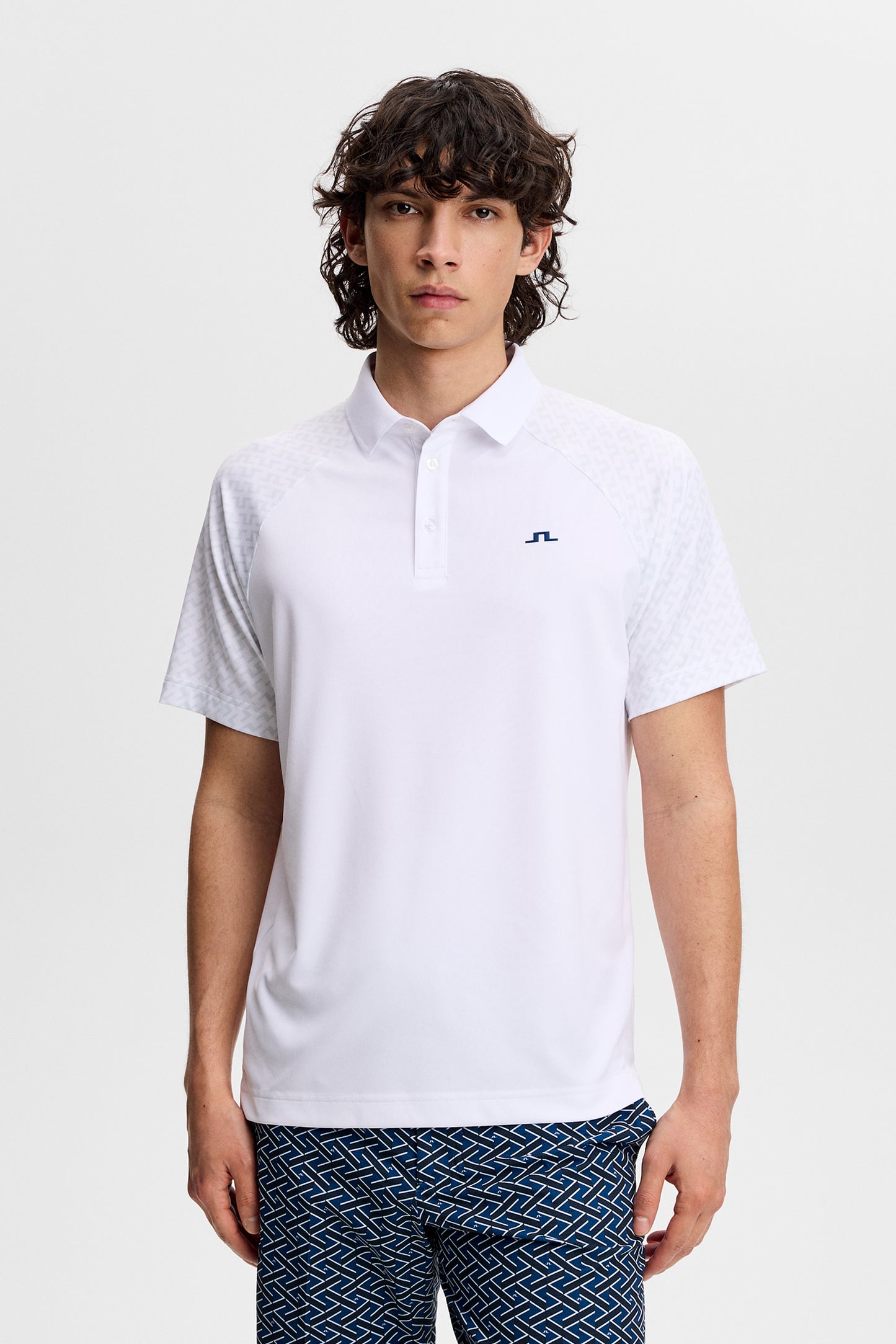 Tucker Polo in Bias Bridge Tonal White M by J.Lindeberg