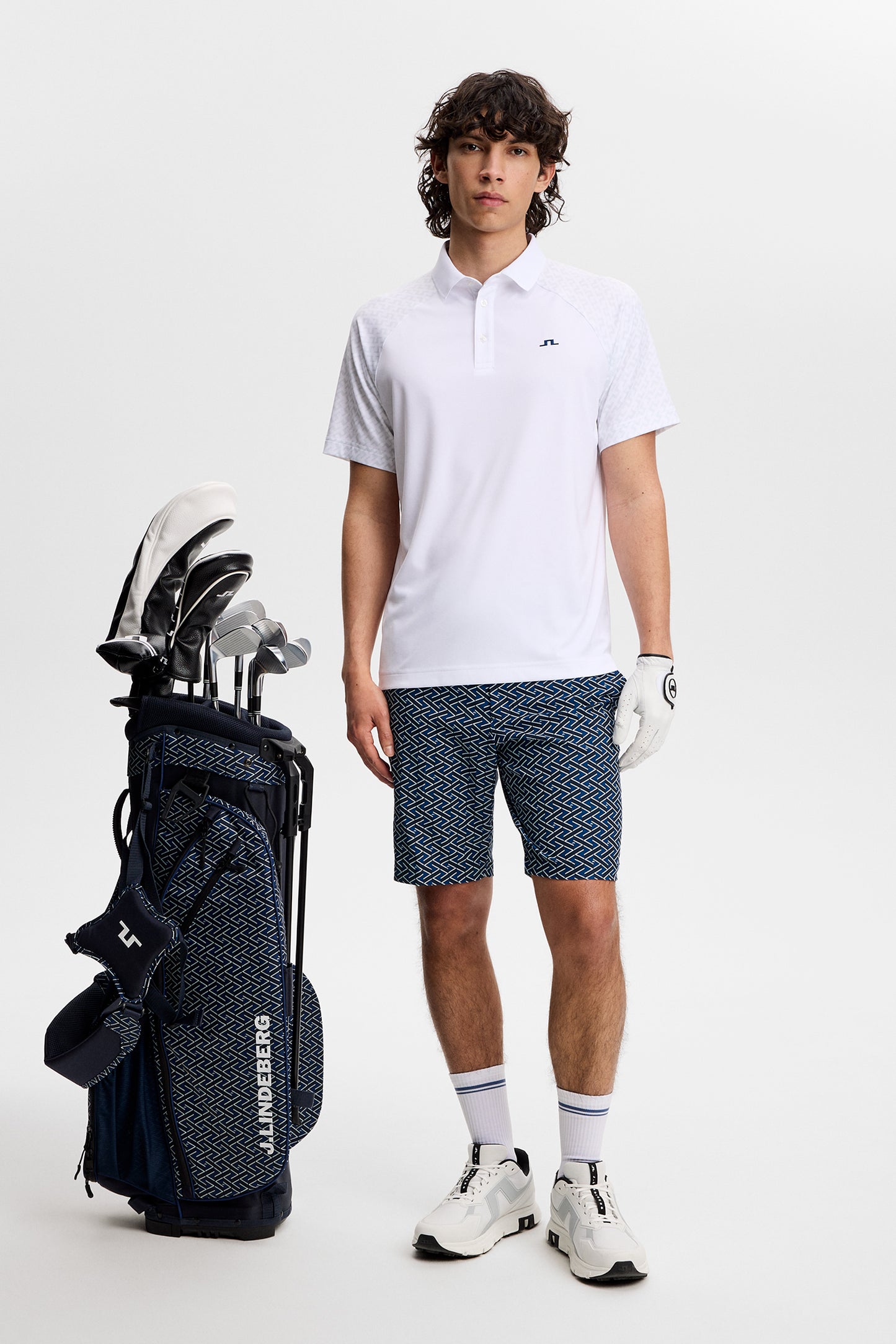 Tucker Polo in Bias Bridge Tonal White M by J.Lindeberg