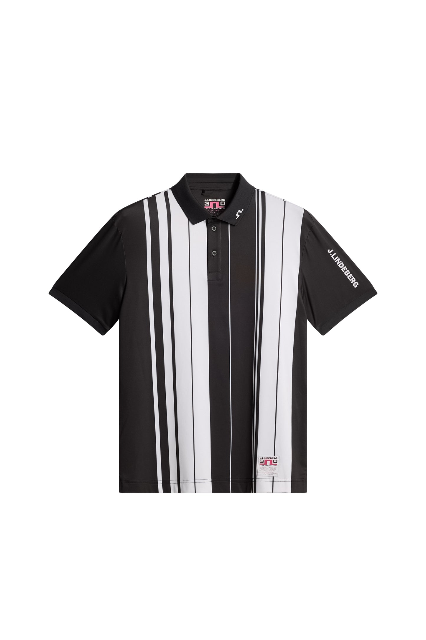 30Y Tour Tech Striped Polo in Stripe Placement Graphic by J.Lindeberg