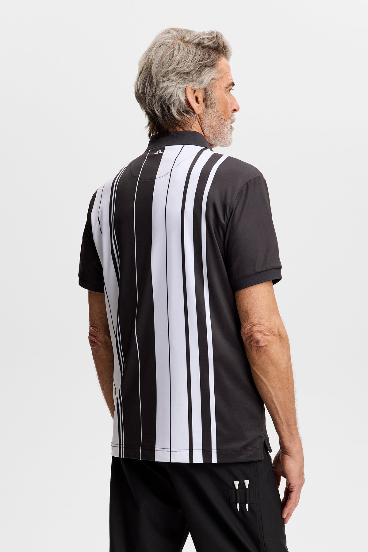 30Y Tour Tech Striped Polo in Stripe Placement Graphic by J.Lindeberg