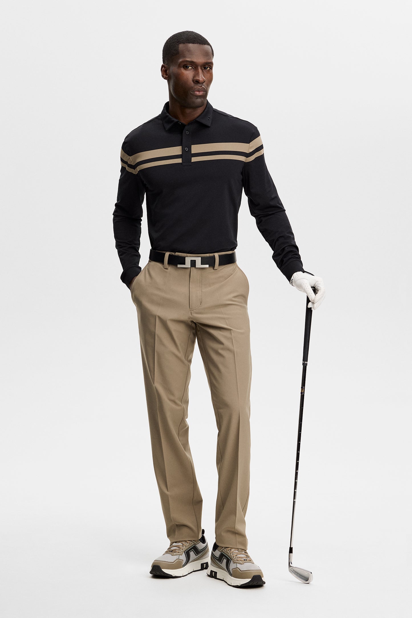Kenny LS stripe polo in Black by J.Lindeberg
