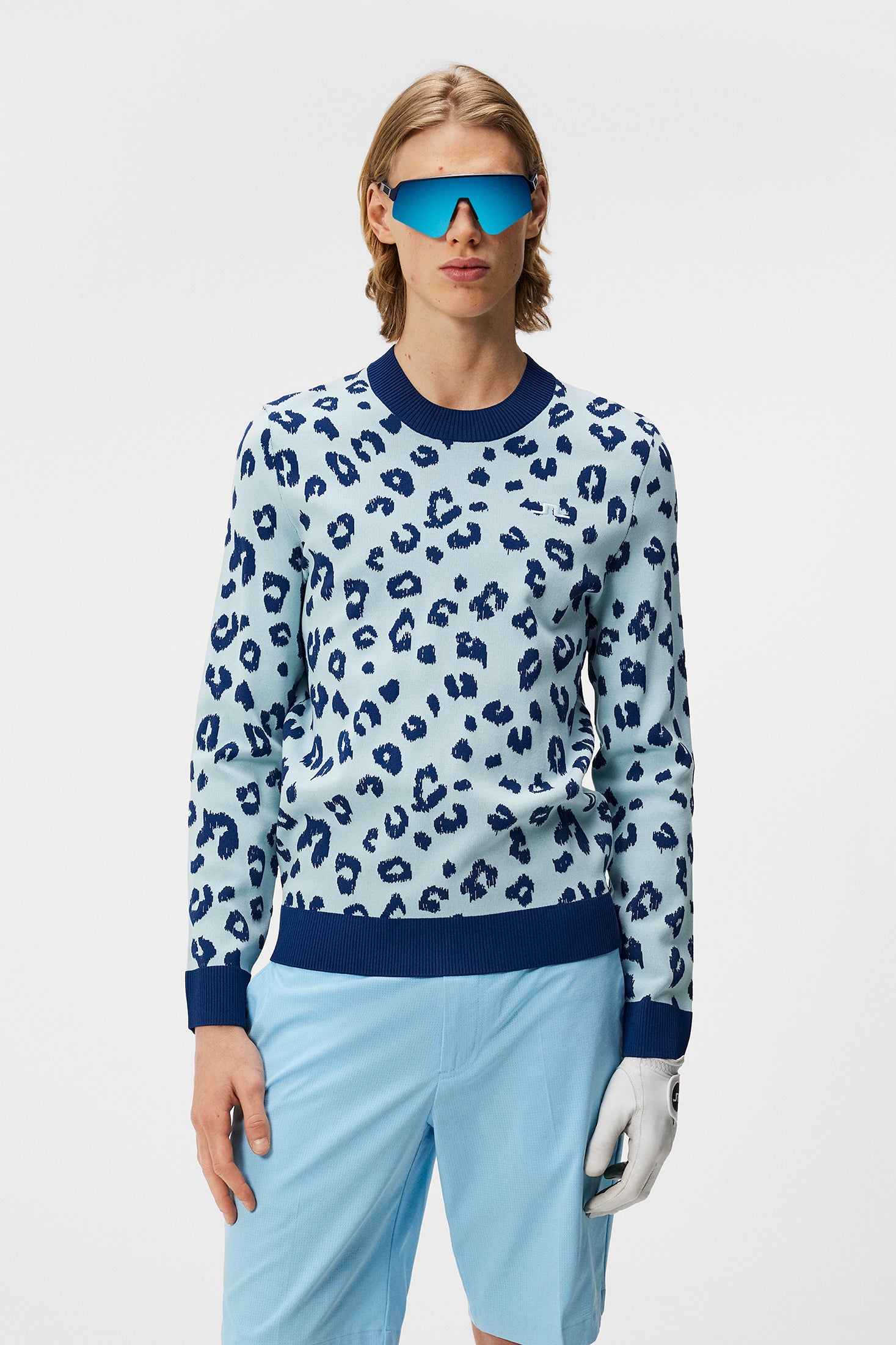 제이린드버그 J.LINDEBERG Gus Jacquard Knitted Sweater,Savanna Estate Blue