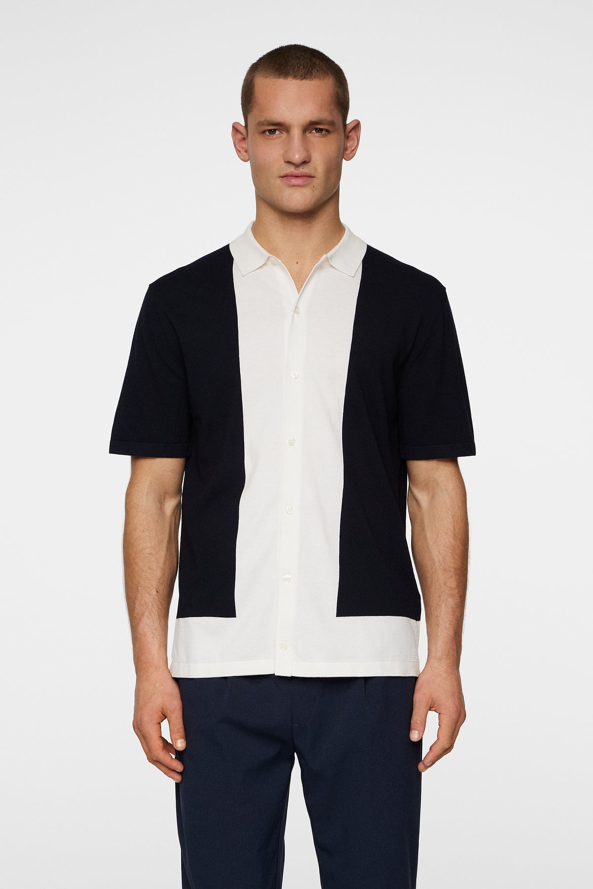 Rue Knitted Polo Shirt in JL Navy by J.Lindeberg