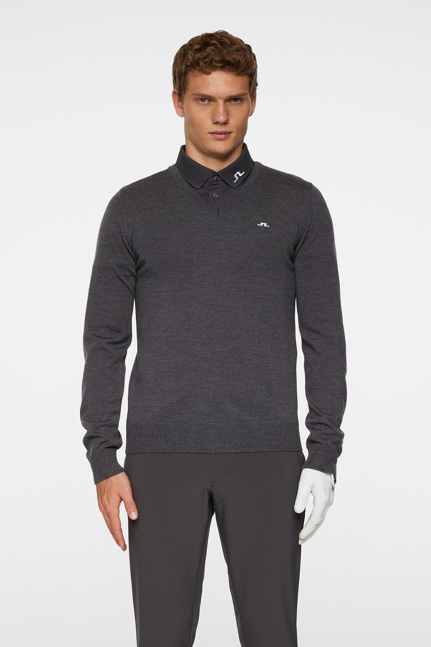 Lymann Knitted Sweater in Dark Grey Melange by J.Lindeberg