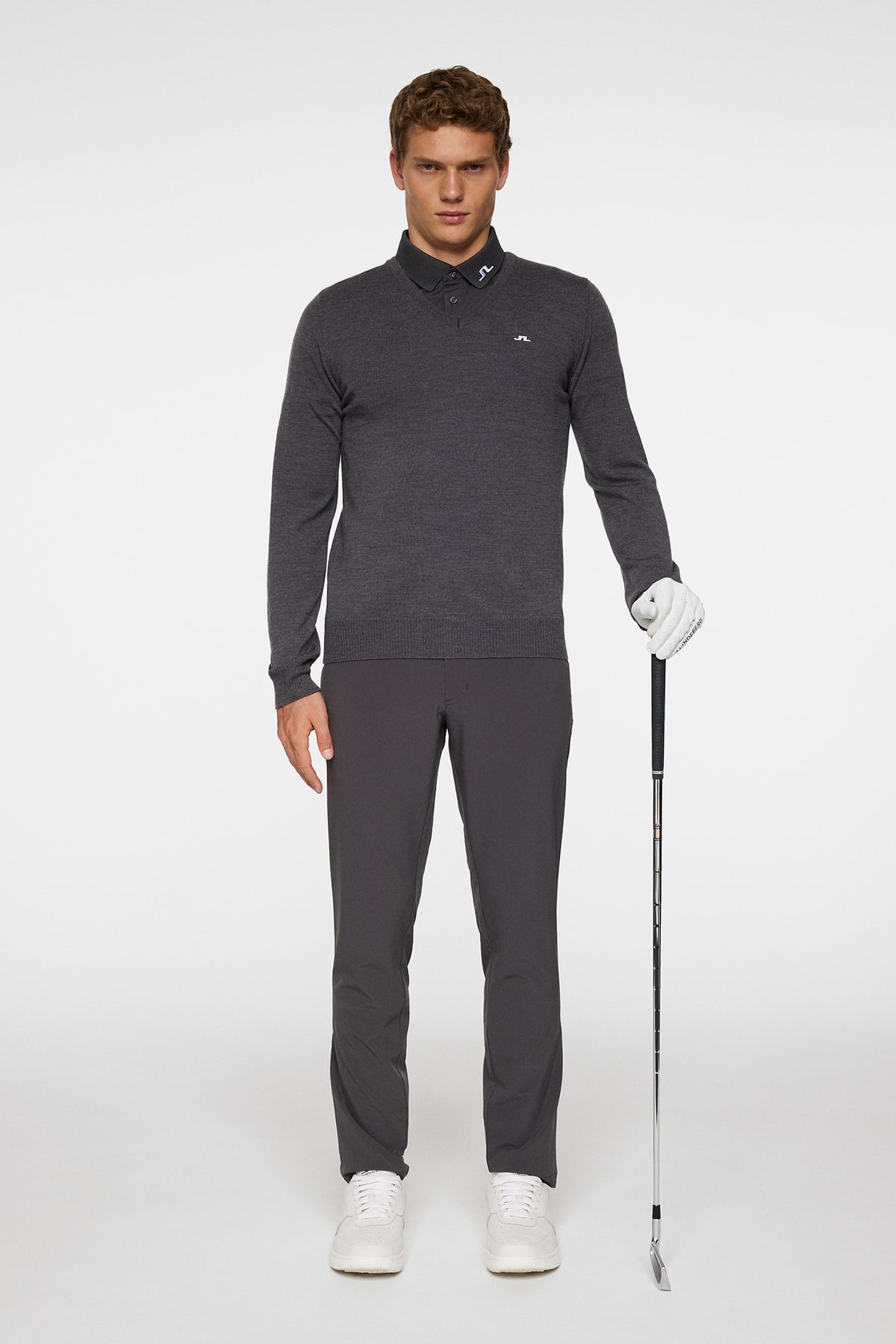 Lymann Knitted Sweater in Dark Grey Melange by J.Lindeberg