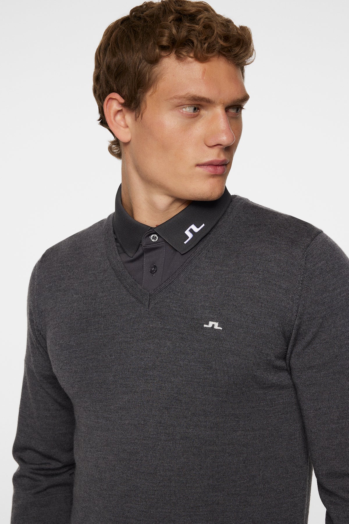 Lymann Knitted Sweater in Dark Grey Melange by J.Lindeberg