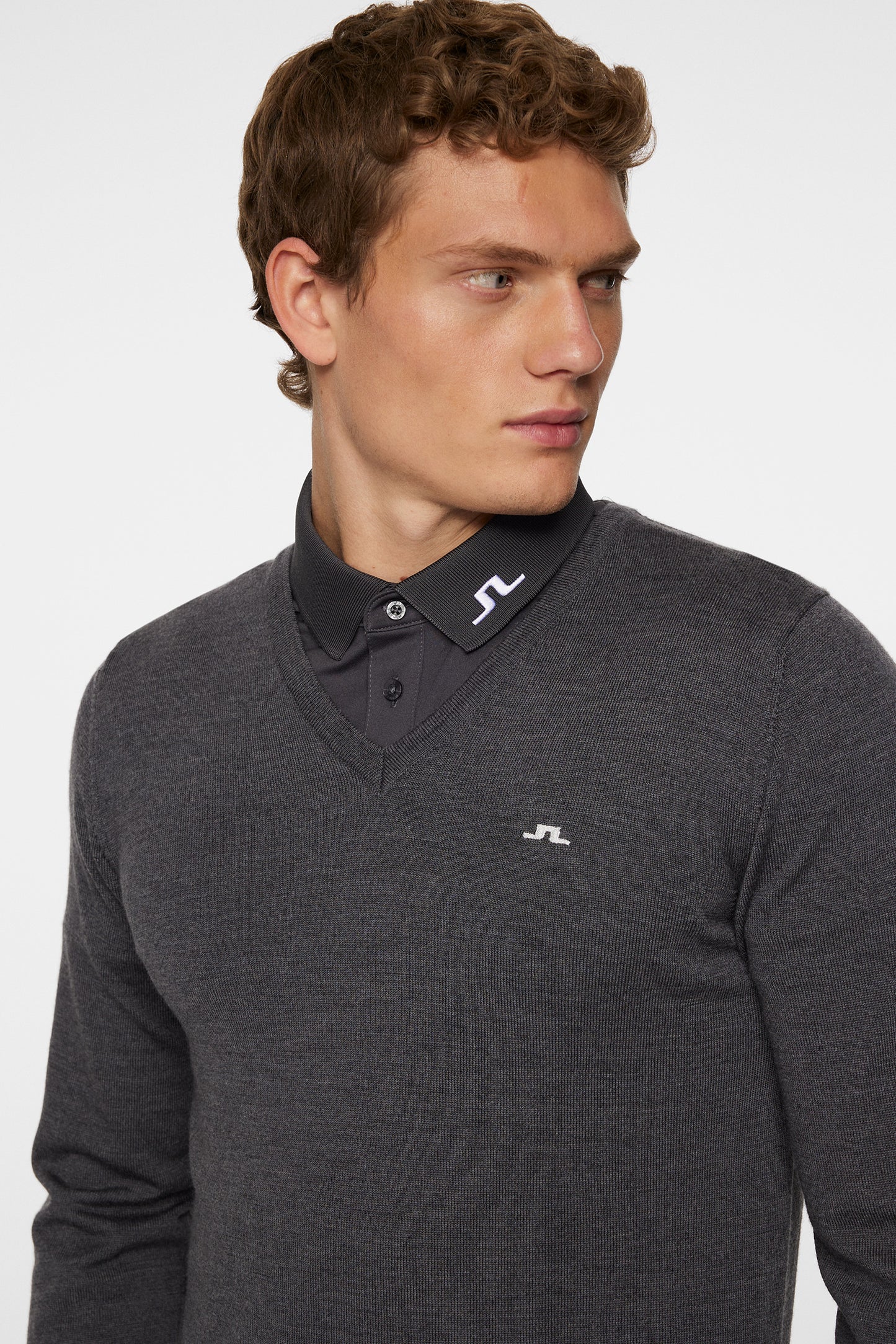 Lymann Knitted Sweater in Dark Grey Melange by J.Lindeberg
