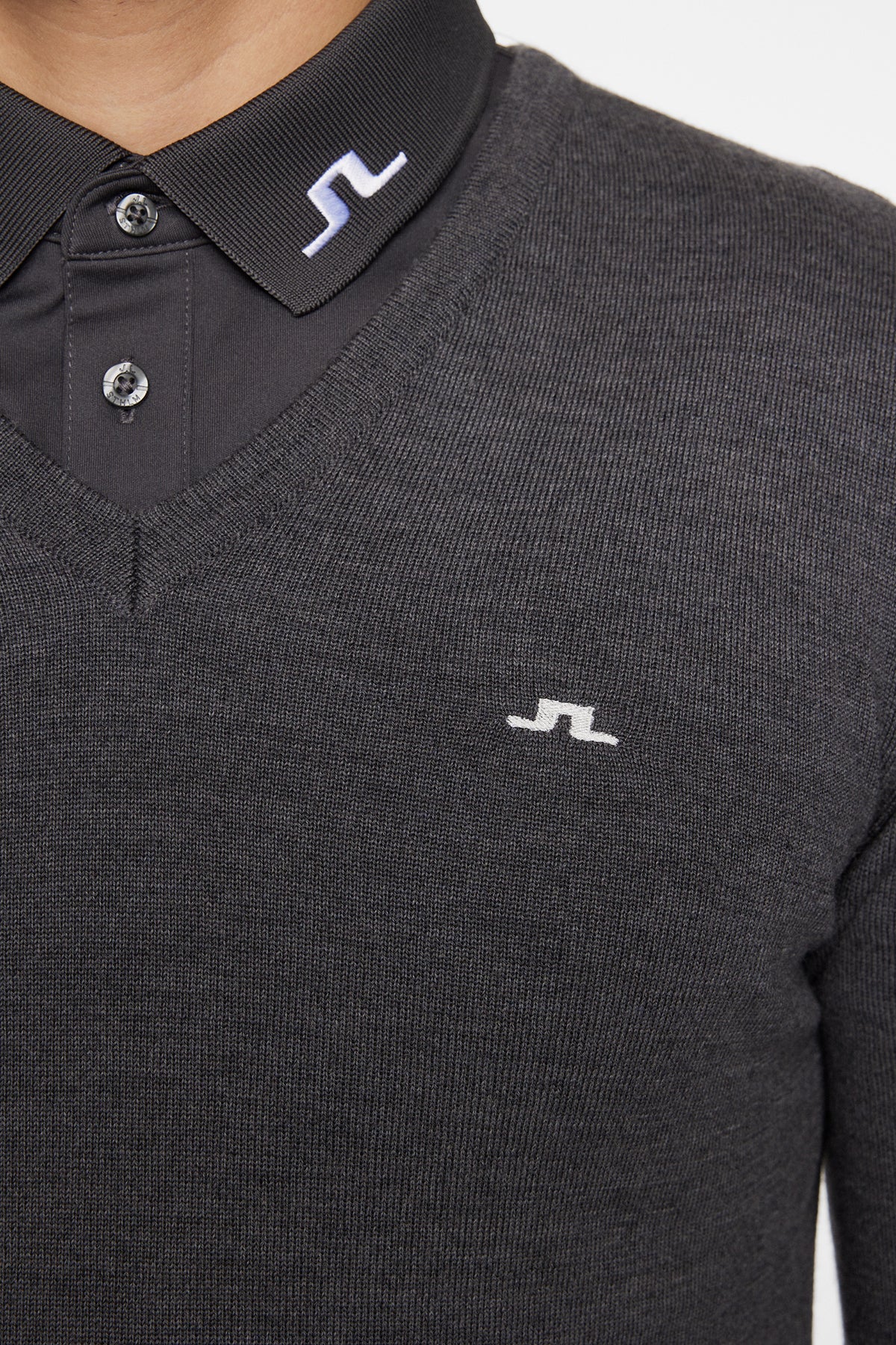 Lymann Knitted Sweater in Dark Grey Melange by J.Lindeberg