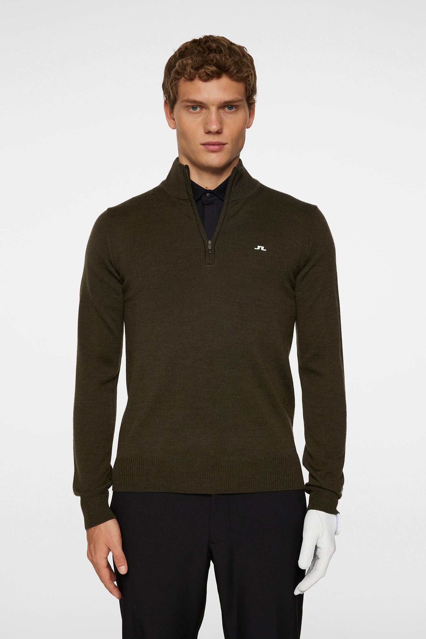 Kian Zipped Sweater in Forest Green by J.Lindeberg