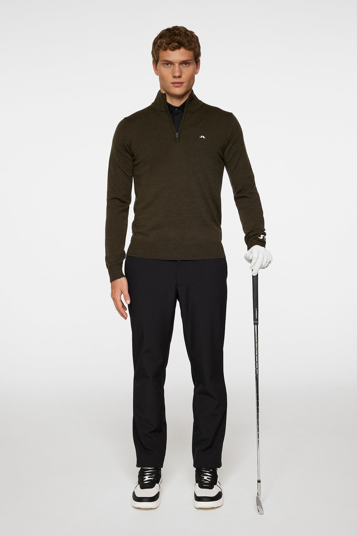 Kian Zipped Sweater in Forest Green by J.Lindeberg