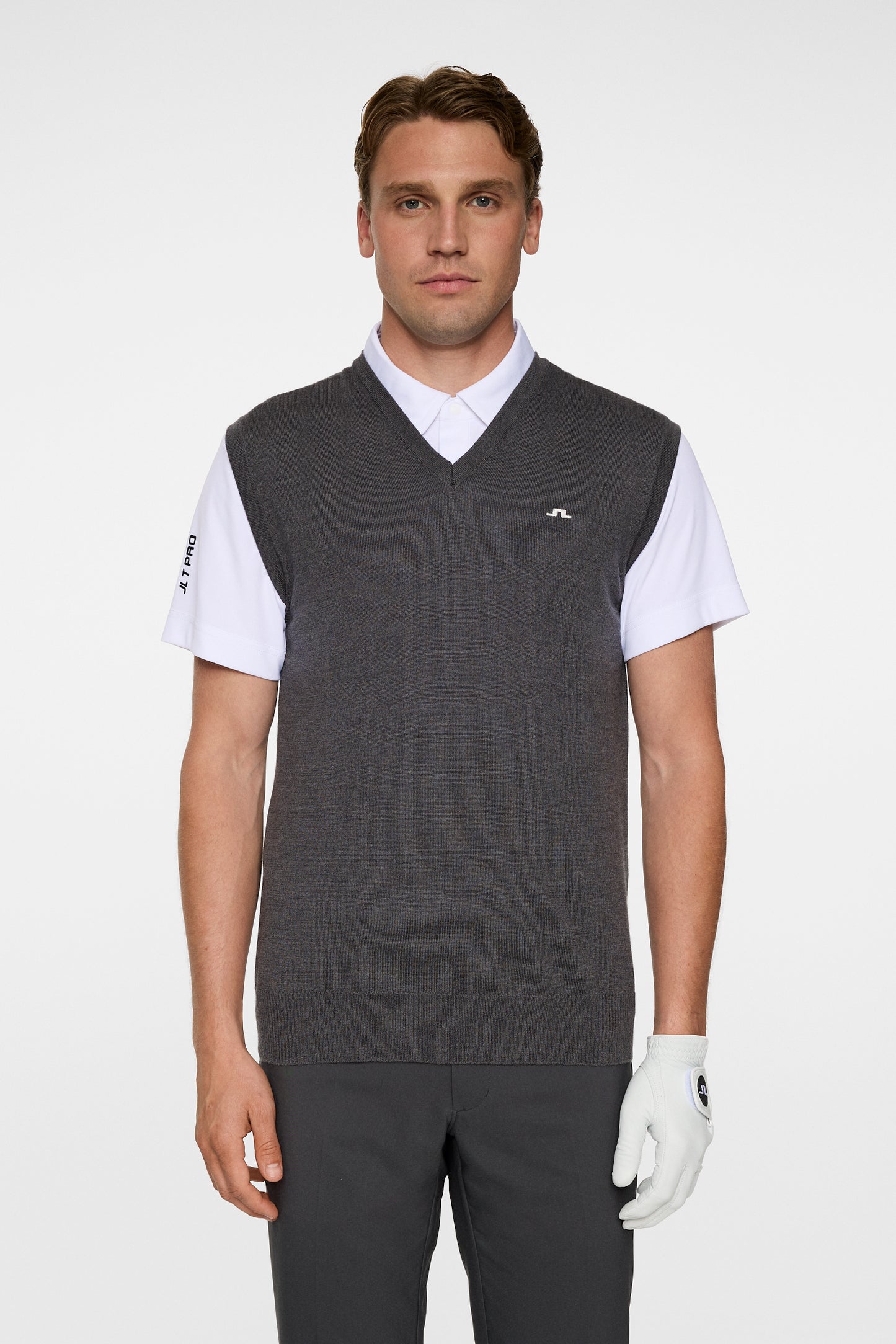 Liam Knitted Vest in Dark Grey Melange by J.Lindeberg