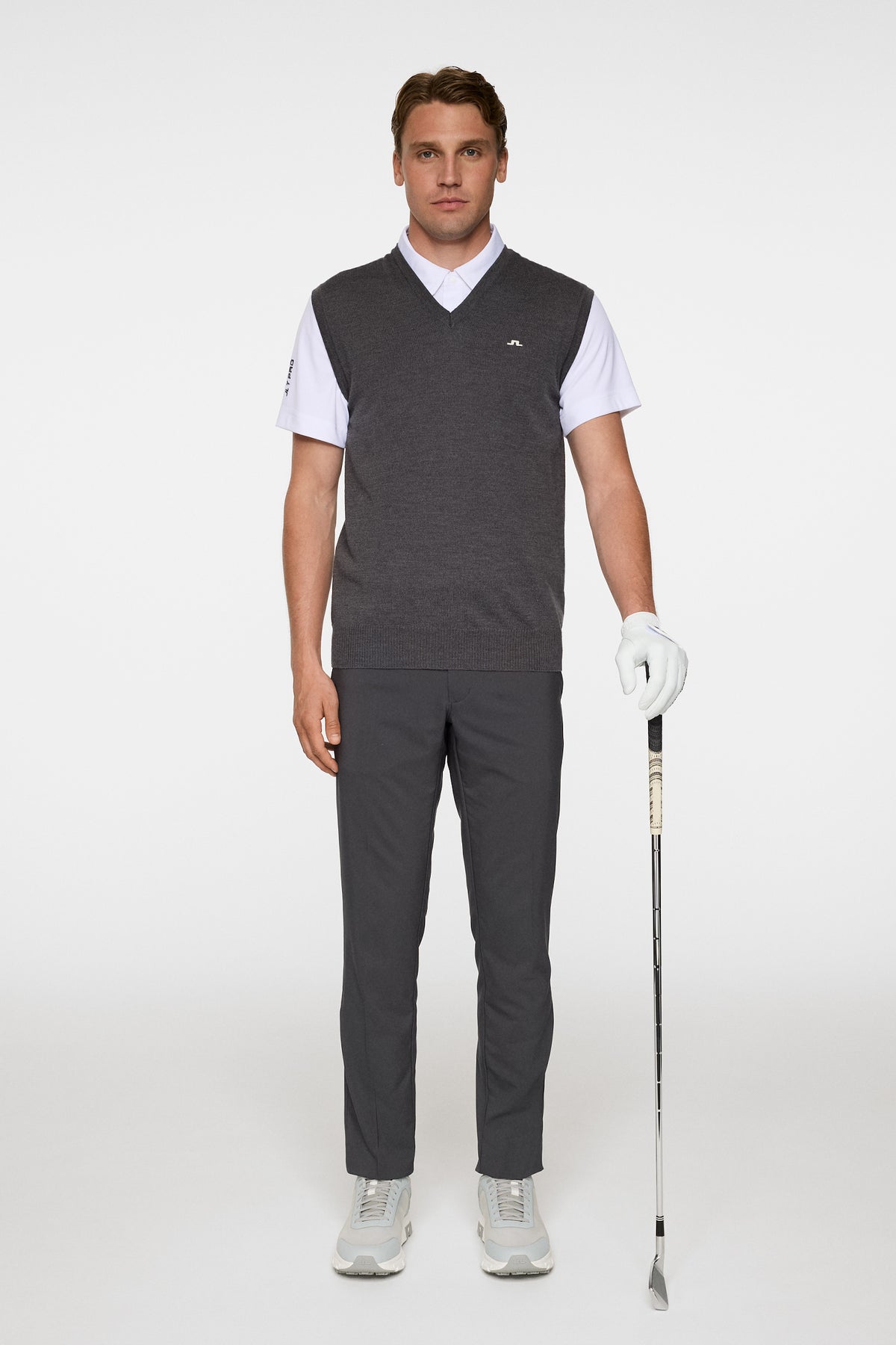 Liam Knitted Vest in Dark Grey Melange by J.Lindeberg