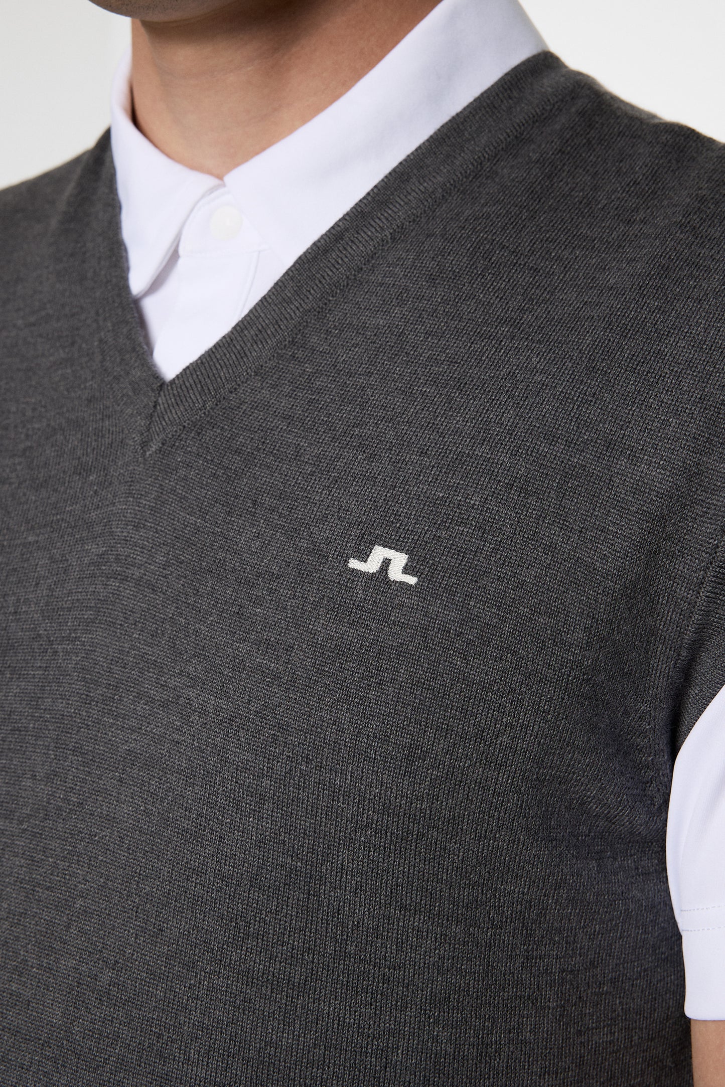 Liam Knitted Vest in Dark Grey Melange by J.Lindeberg