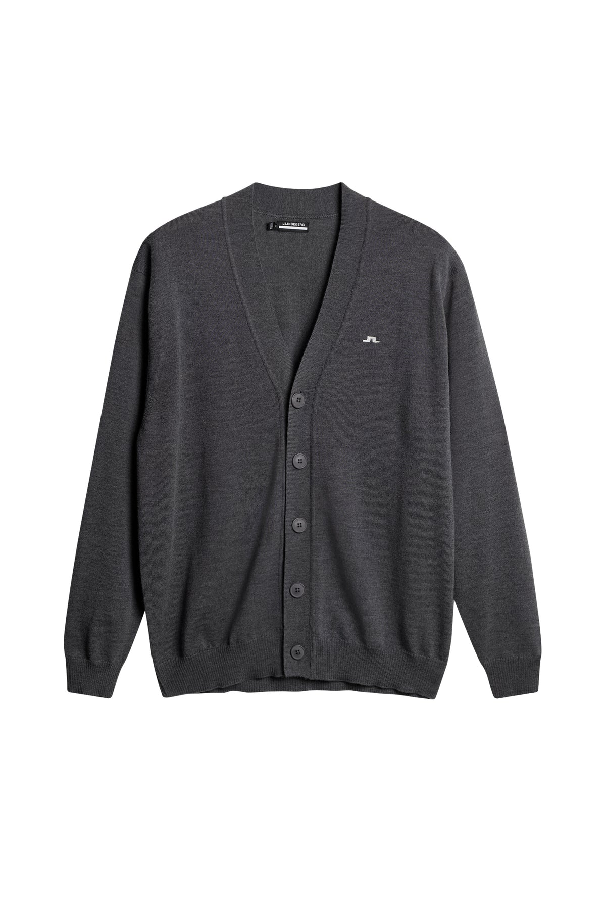 Lucas Knitted Cardigan in Dark Grey Melange by J.Lindeberg