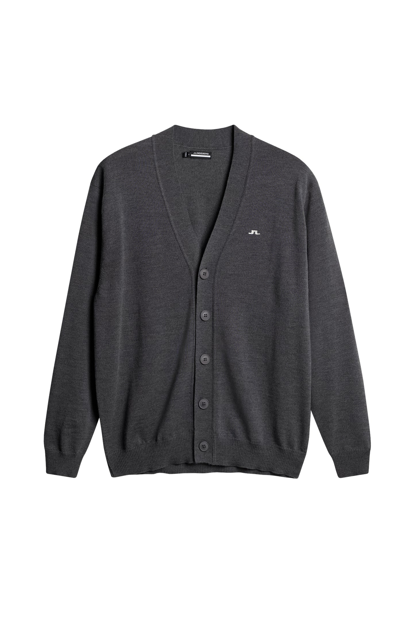 Lucas Knitted Cardigan in Dark Grey Melange by J.Lindeberg