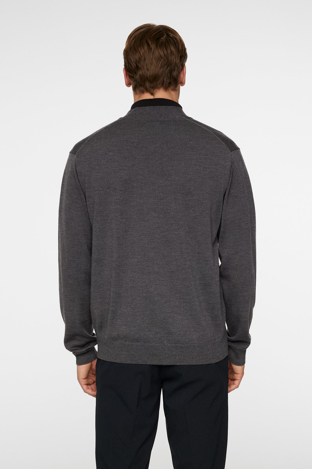 Lucas Knitted Cardigan in Dark Grey Melange by J.Lindeberg