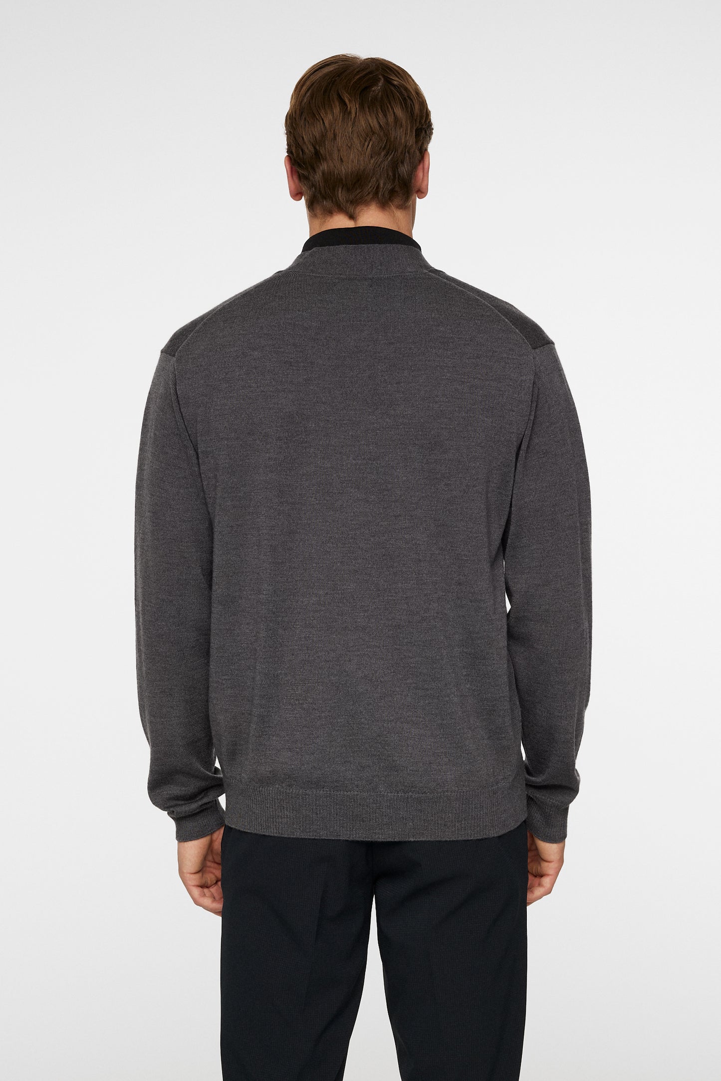 Lucas Knitted Cardigan in Dark Grey Melange by J.Lindeberg