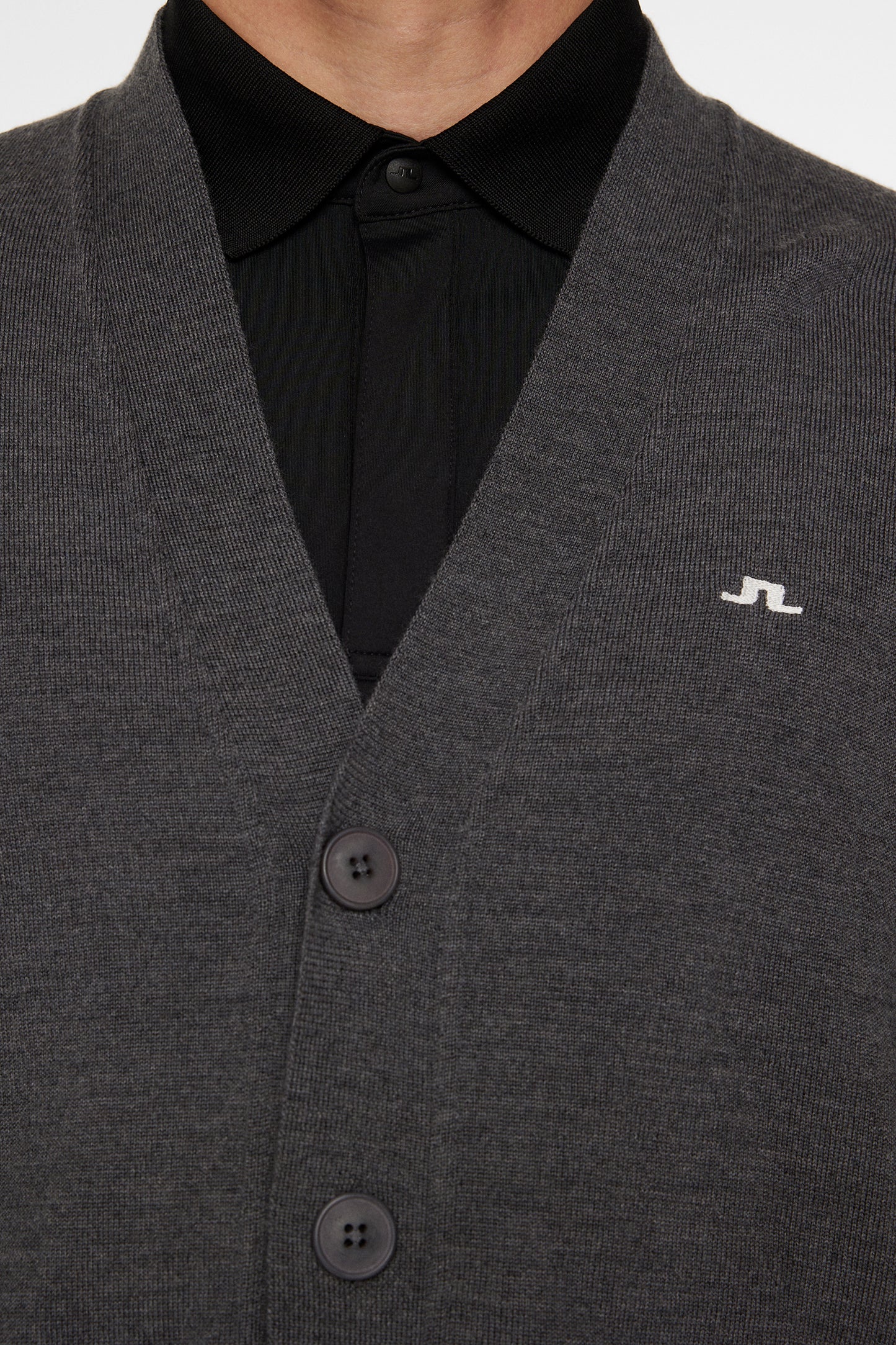 Lucas Knitted Cardigan in Dark Grey Melange by J.Lindeberg