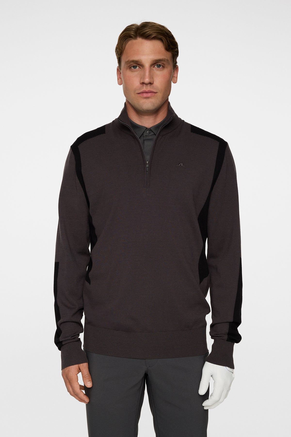 Kendrick Knitted Zip Sweater in Asphalt by J.Lindeberg