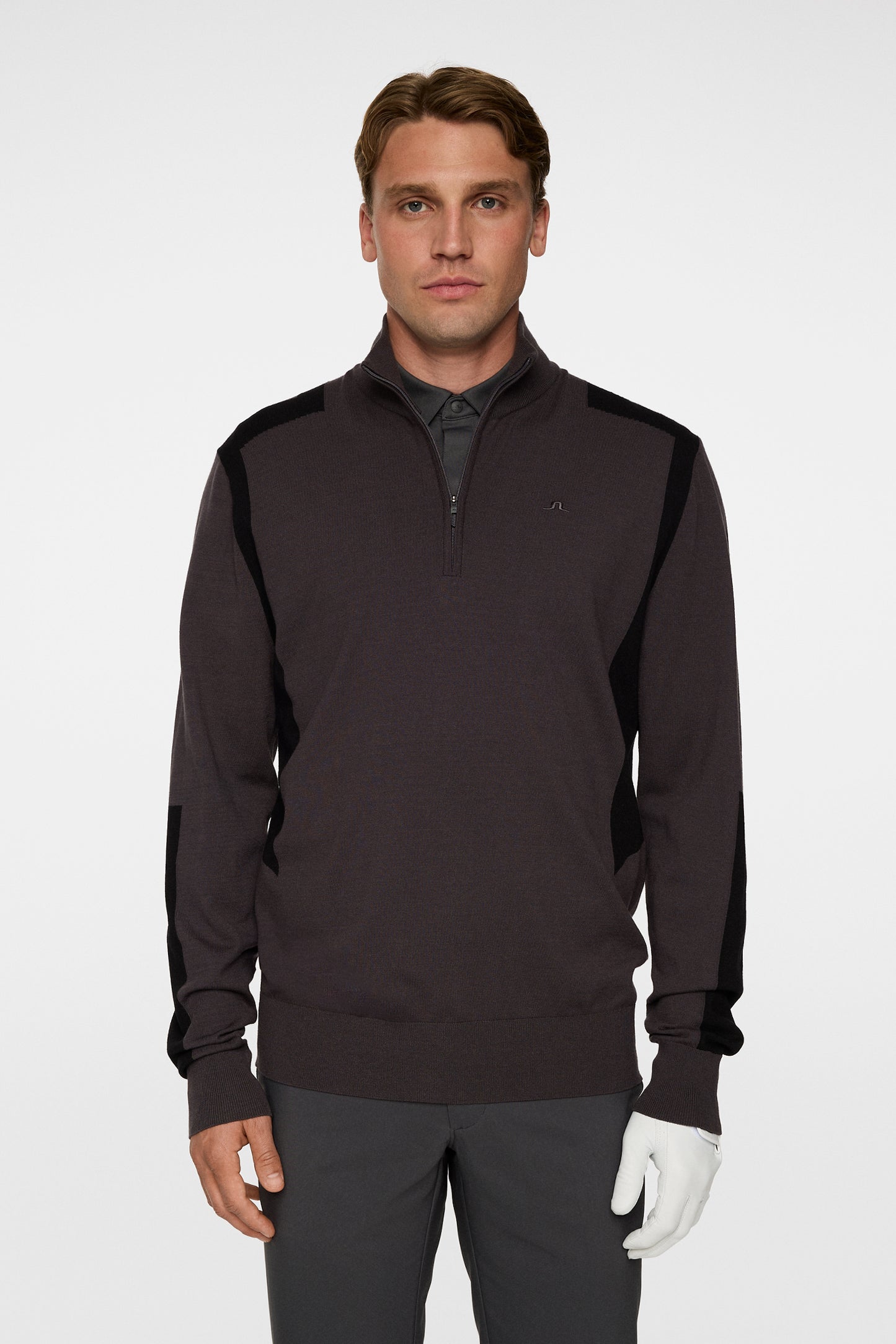 Kendrick Knitted Zip Sweater in Asphalt by J.Lindeberg