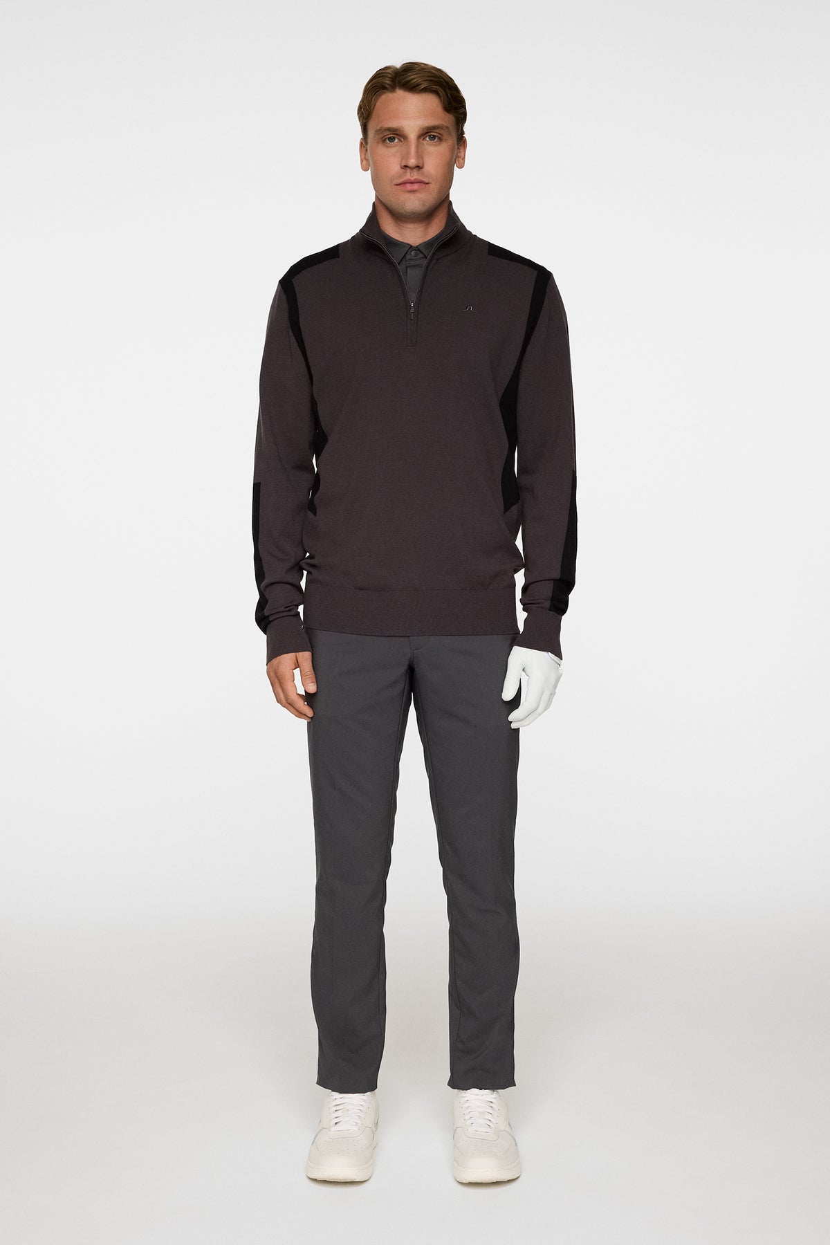 Kendrick Knitted Zip Sweater in Asphalt by J.Lindeberg