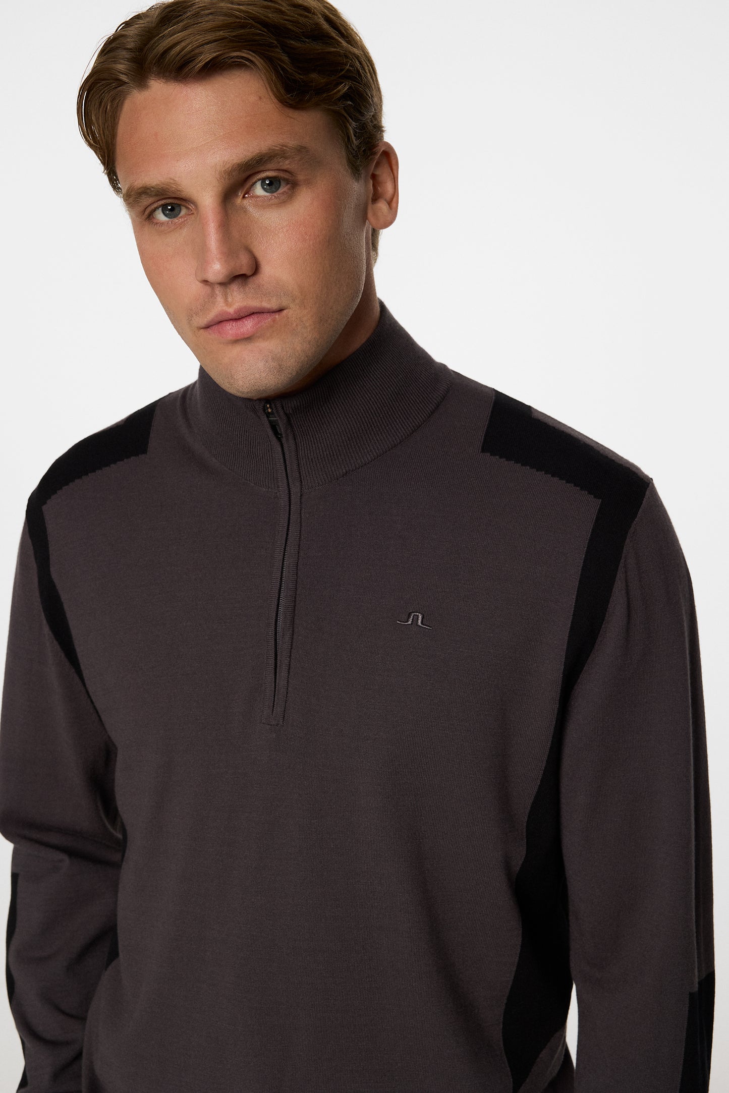 Kendrick Knitted Zip Sweater in Asphalt by J.Lindeberg