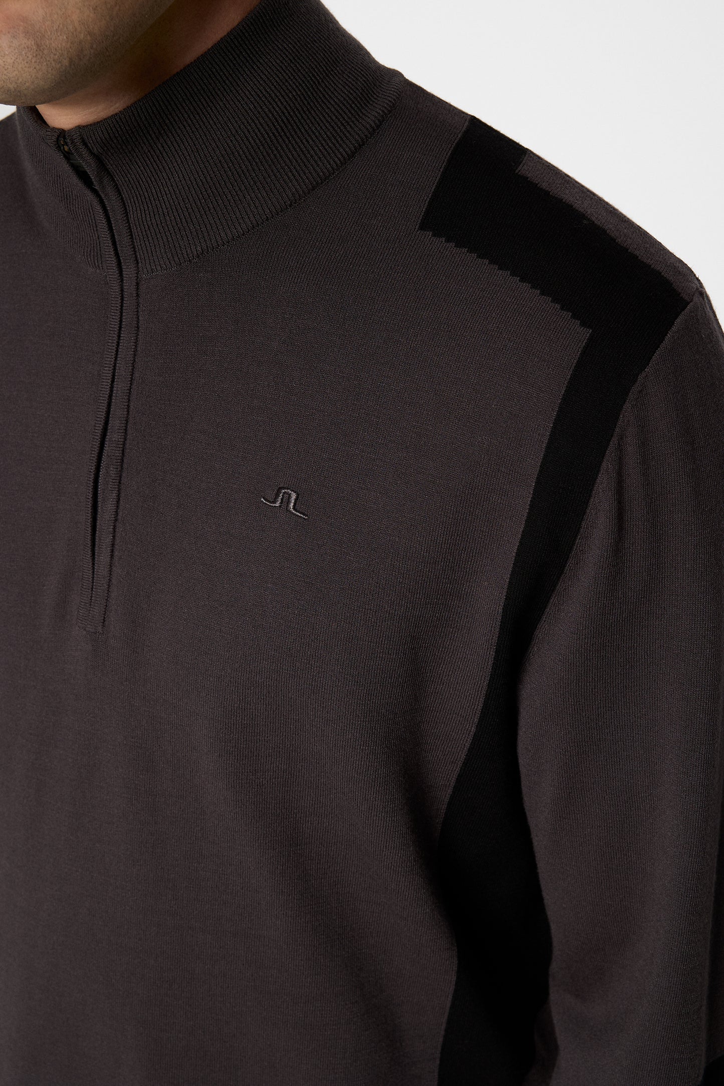 Kendrick Knitted Zip Sweater in Asphalt by J.Lindeberg