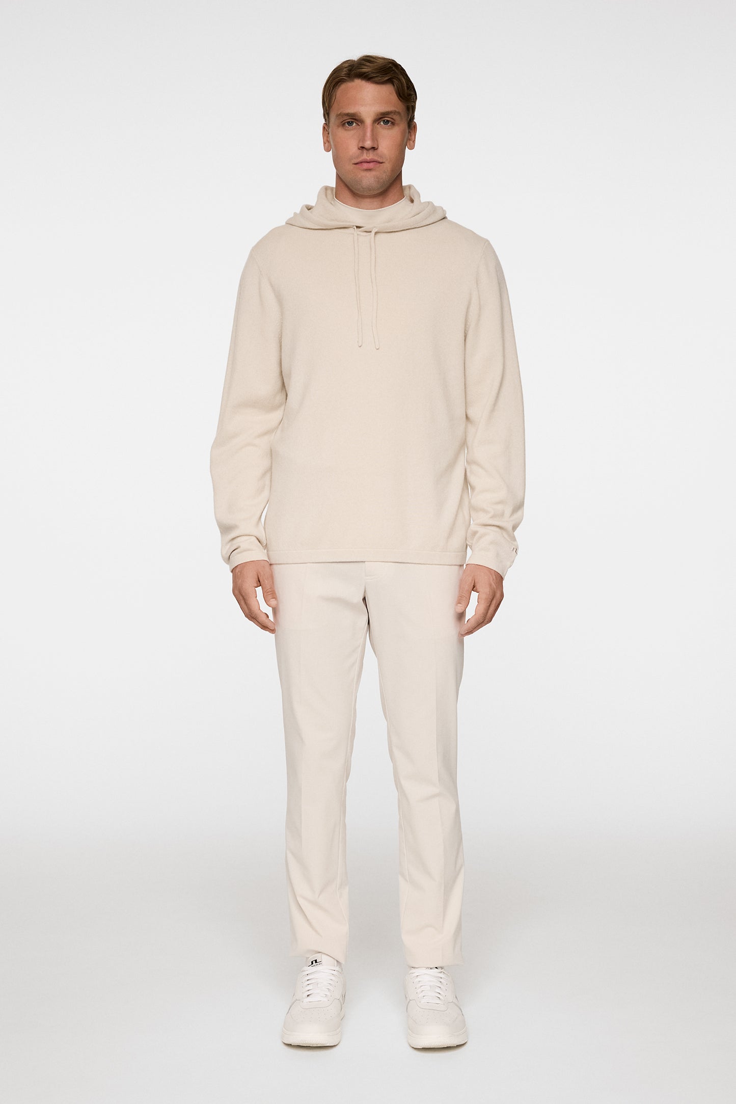 Kolton Cashmere Hoodie in Moonbeam by J.Lindeberg