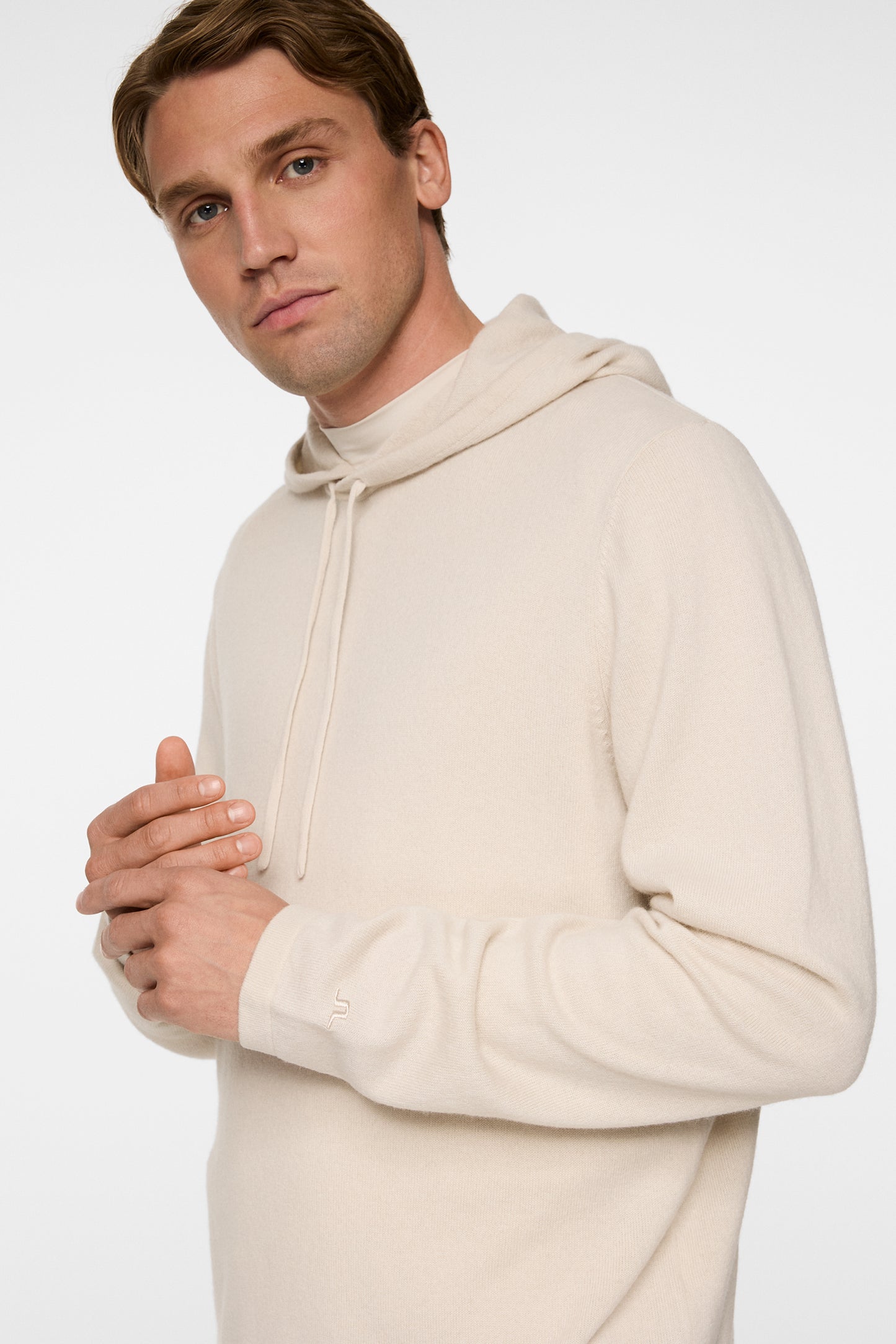 Kolton Cashmere Hoodie in Moonbeam by J.Lindeberg