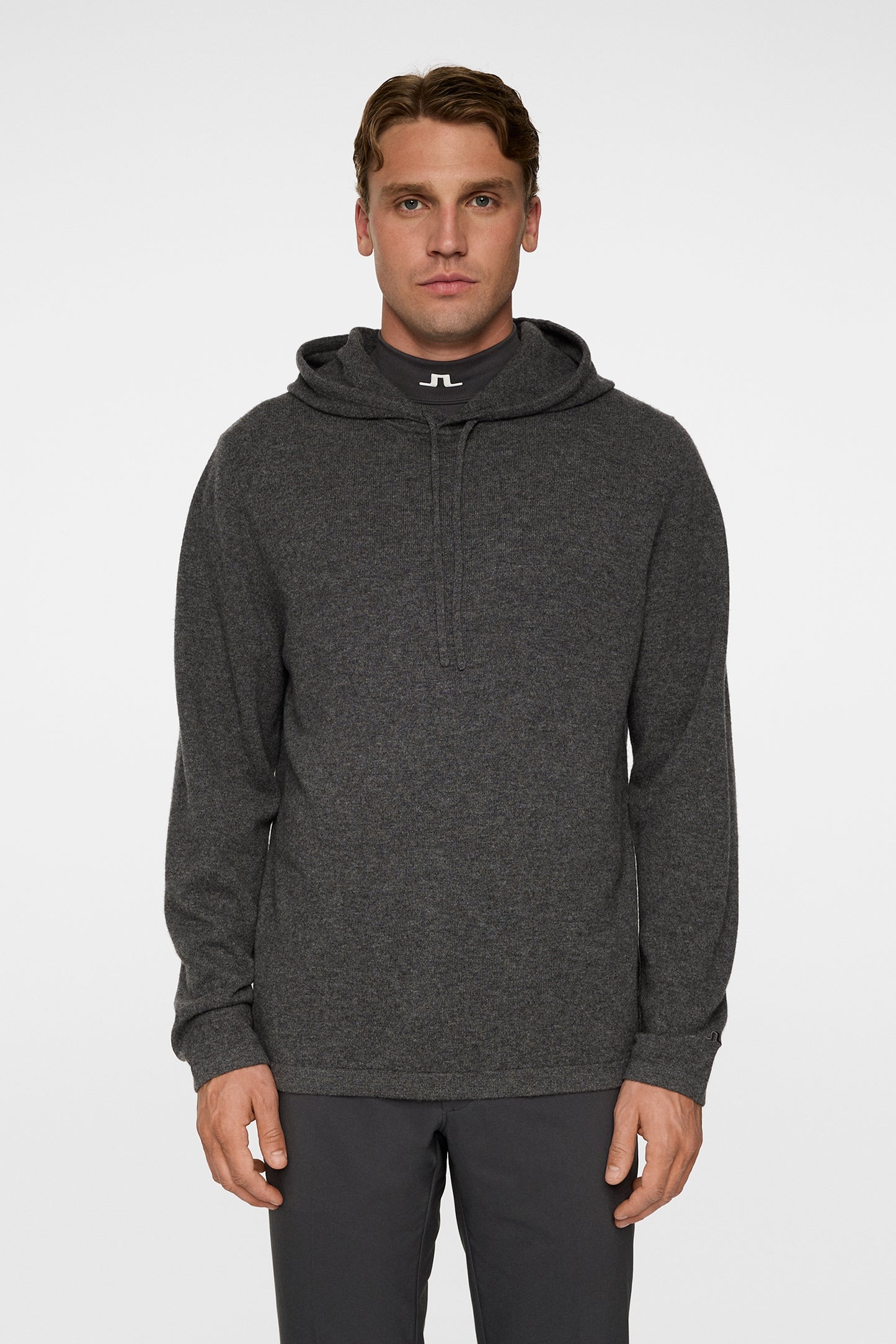 Kolton Cashmere Hoodie in Dark Grey Melange by J.Lindeberg