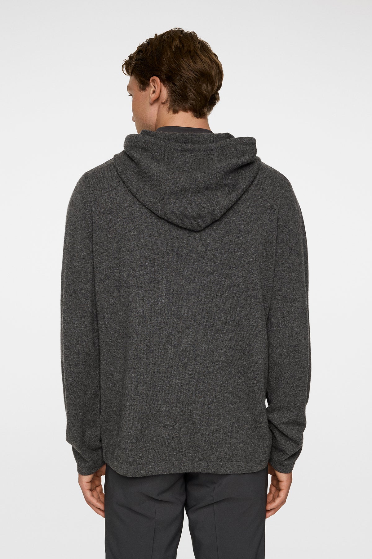 Kolton Cashmere Hoodie in Dark Grey Melange by J.Lindeberg