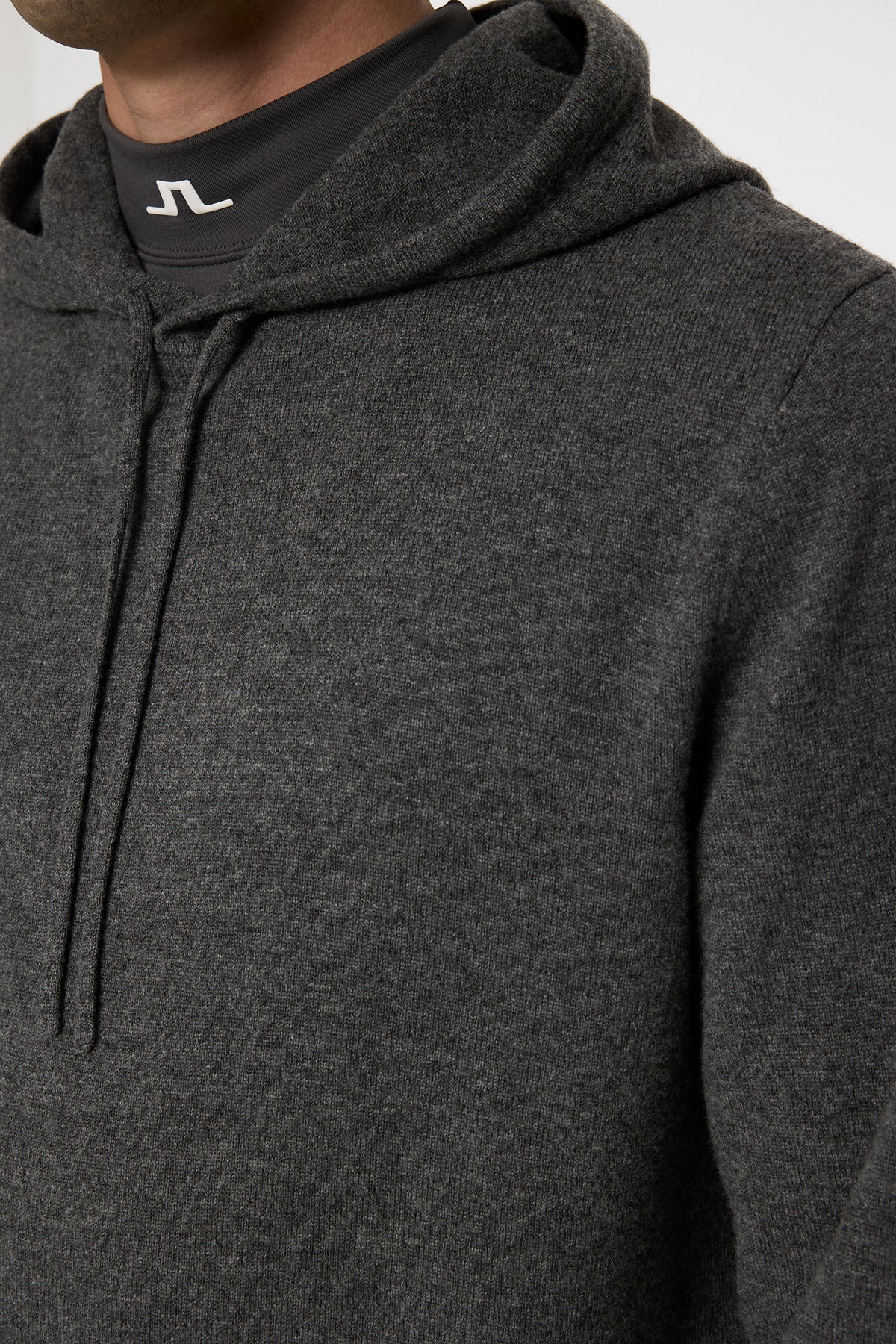 Kolton Cashmere Hoodie in Dark Grey Melange by J.Lindeberg