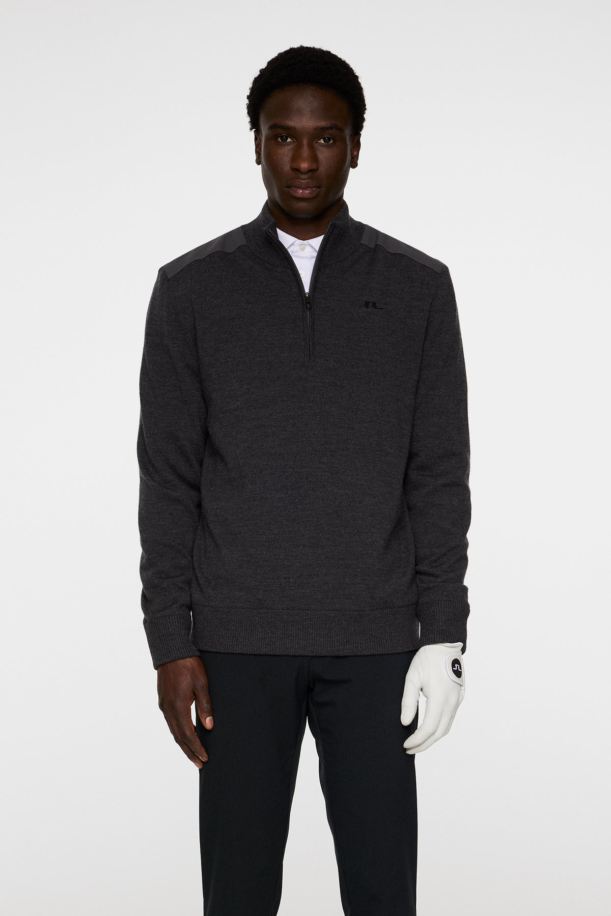 Jeffrey Windbreaker Sweater in Dark Grey Melange by J.Lindeberg