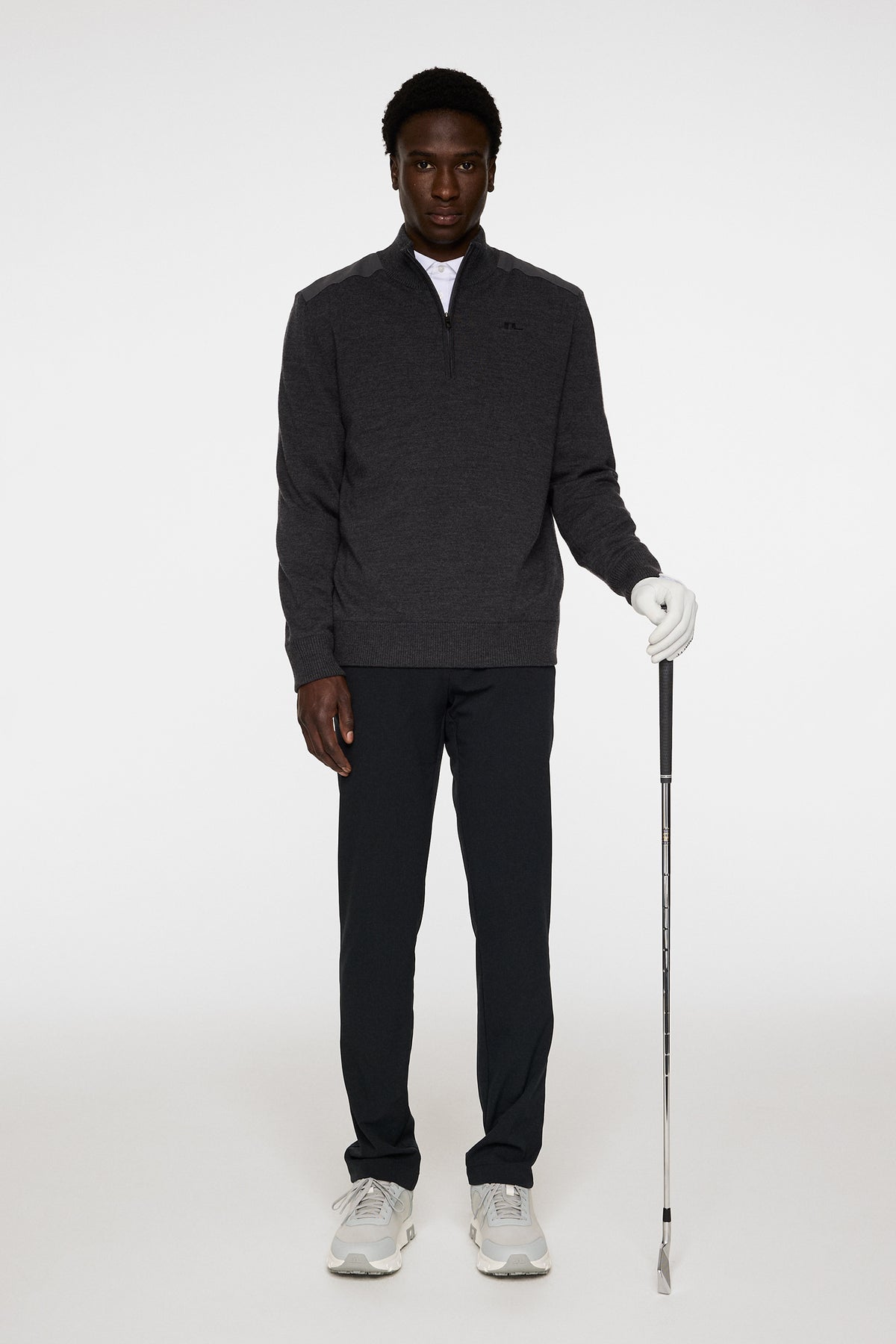 Jeffrey Windbreaker Sweater in Dark Grey Melange by J.Lindeberg