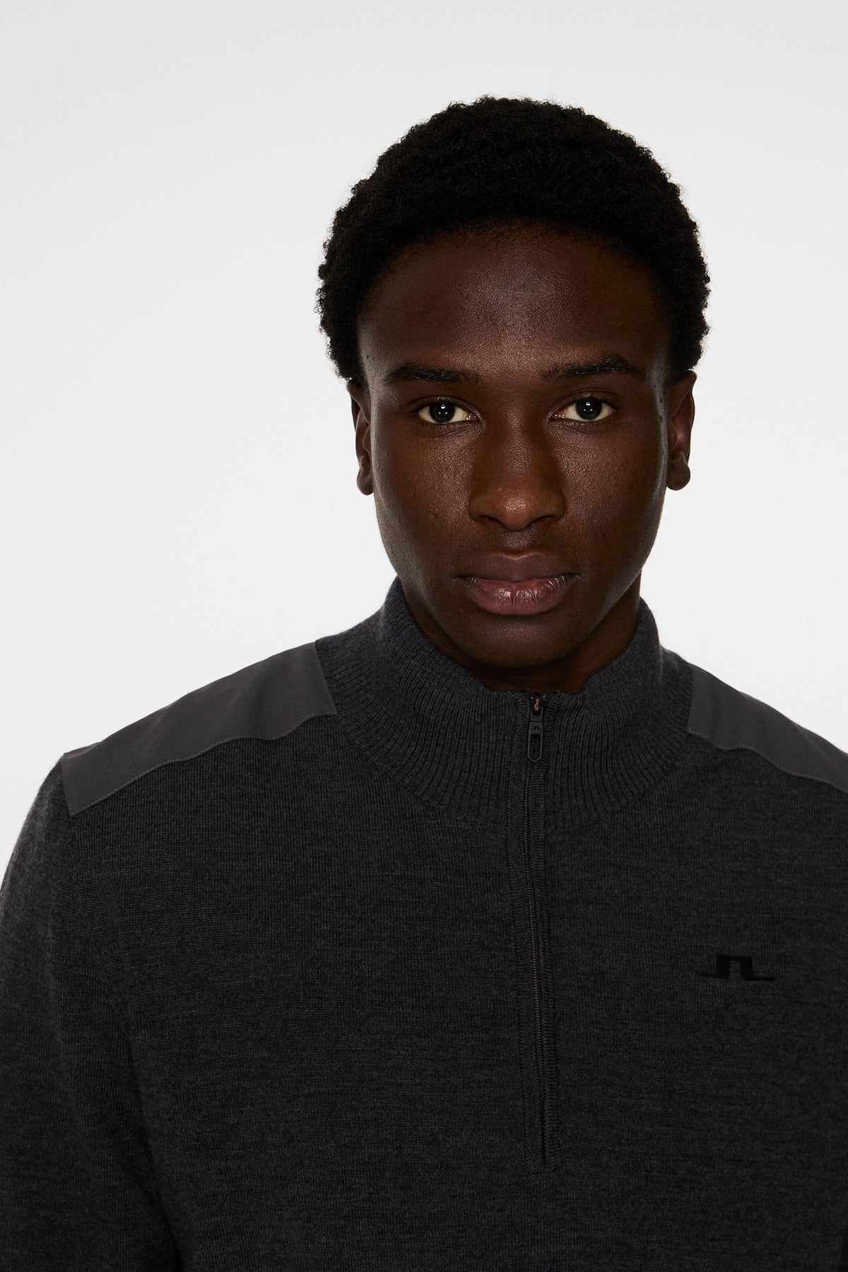 Jeffrey Windbreaker Sweater in Dark Grey Melange by J.Lindeberg