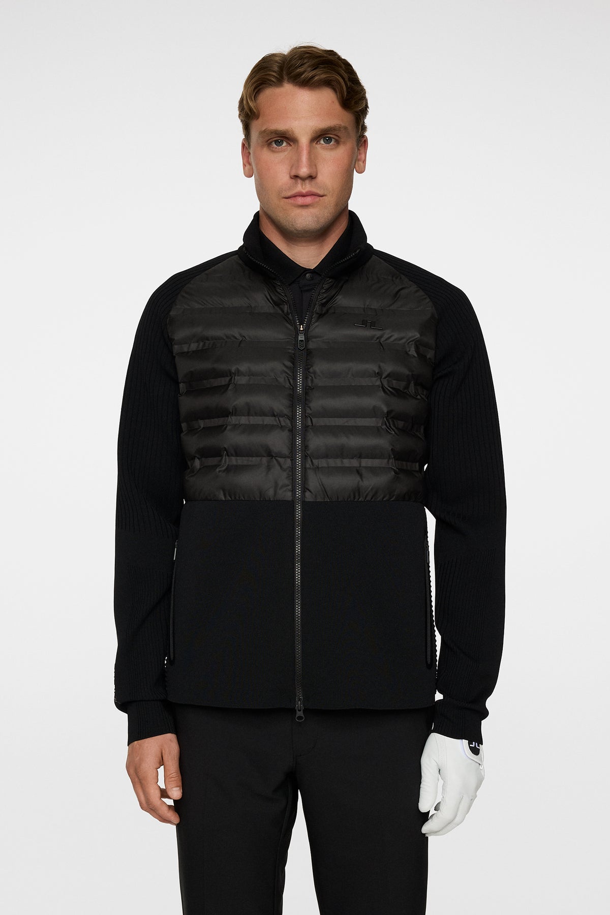 Aziel Tech Knit Zip Sweater in Black by J.Lindeberg
