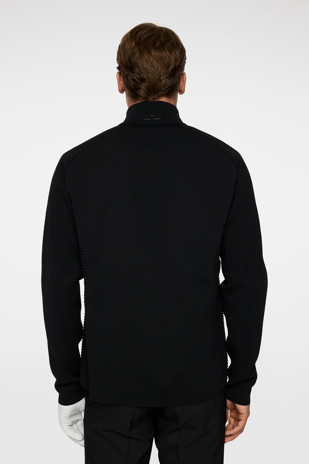 Aziel Tech Knit Zip Sweater in Black by J.Lindeberg