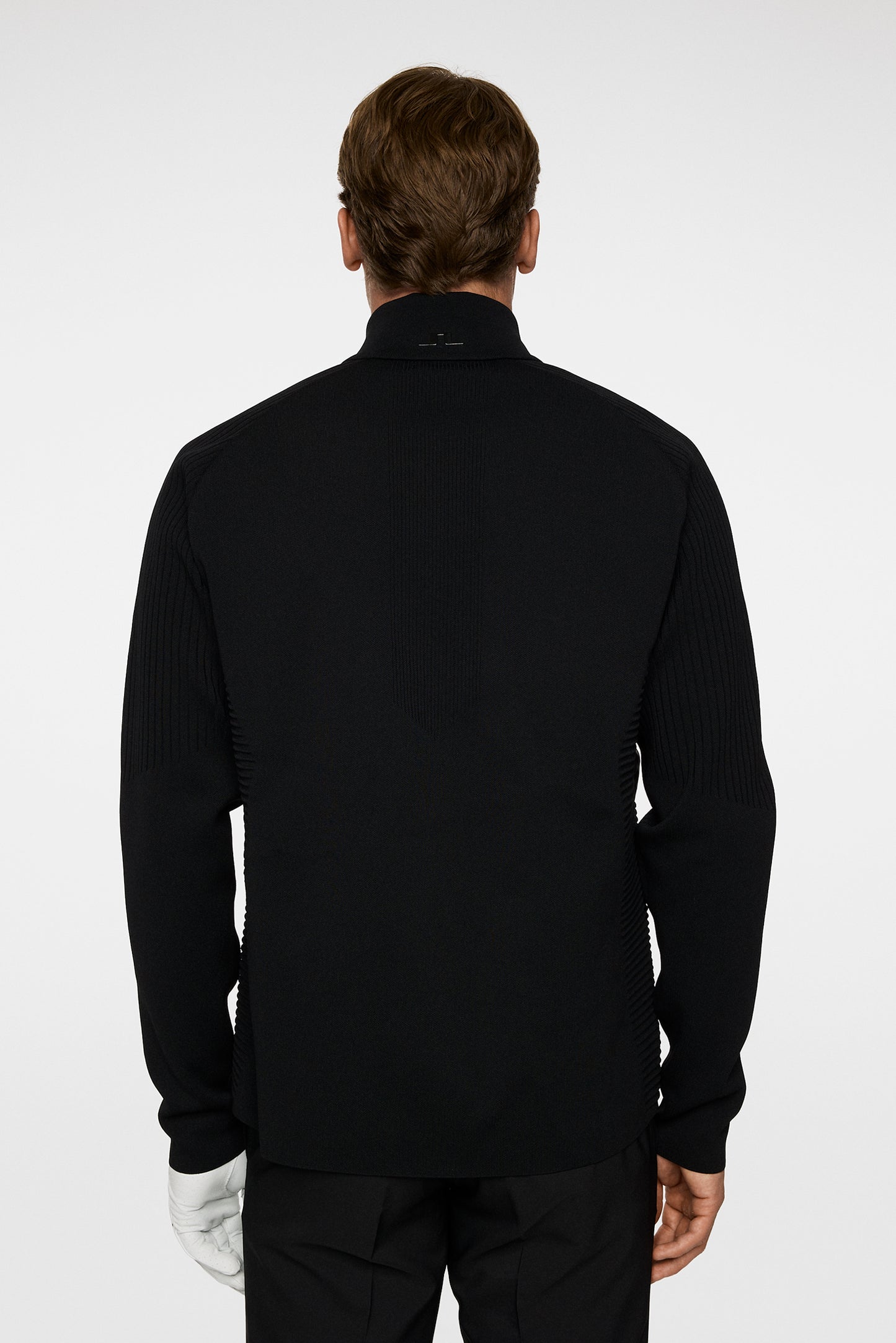 Aziel Tech Knit Zip Sweater in Black by J.Lindeberg