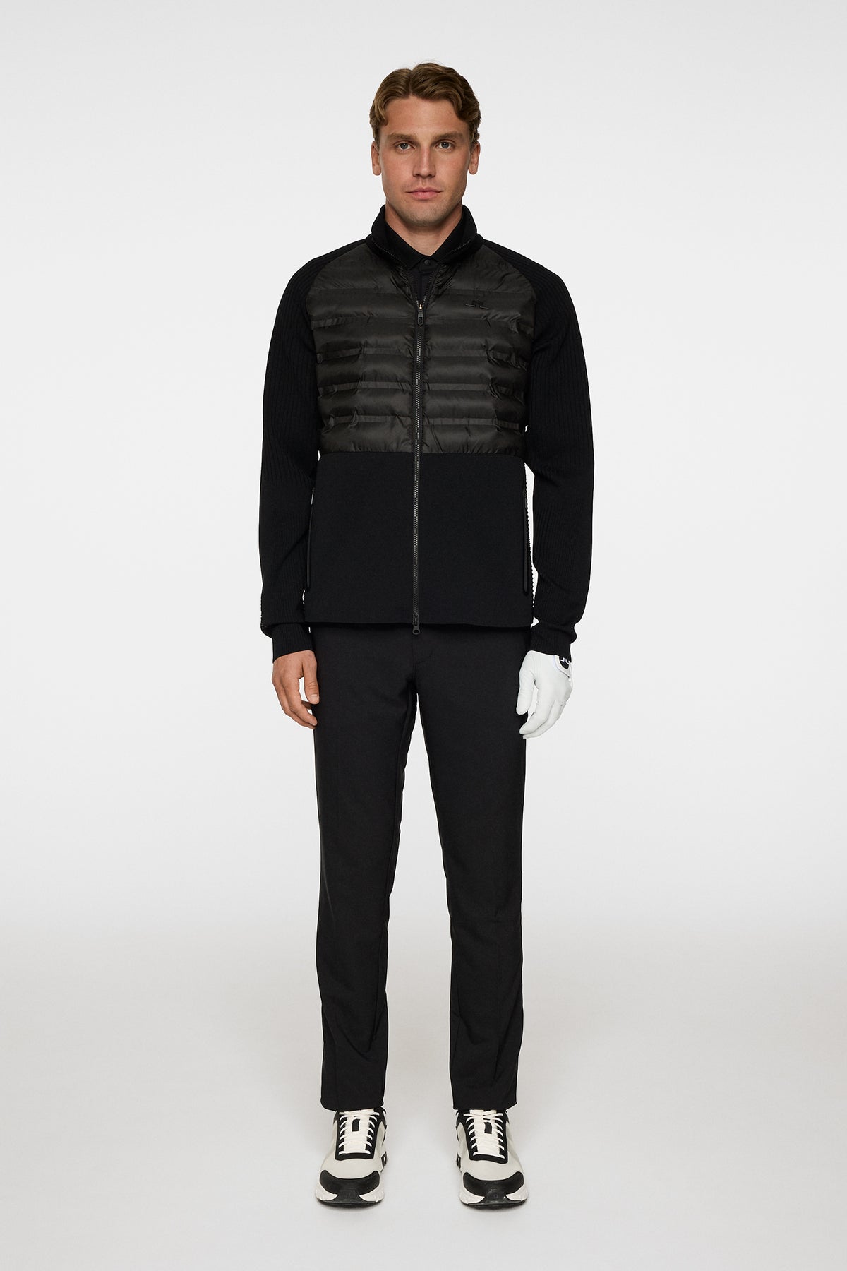 Aziel Tech Knit Zip Sweater in Black by J.Lindeberg