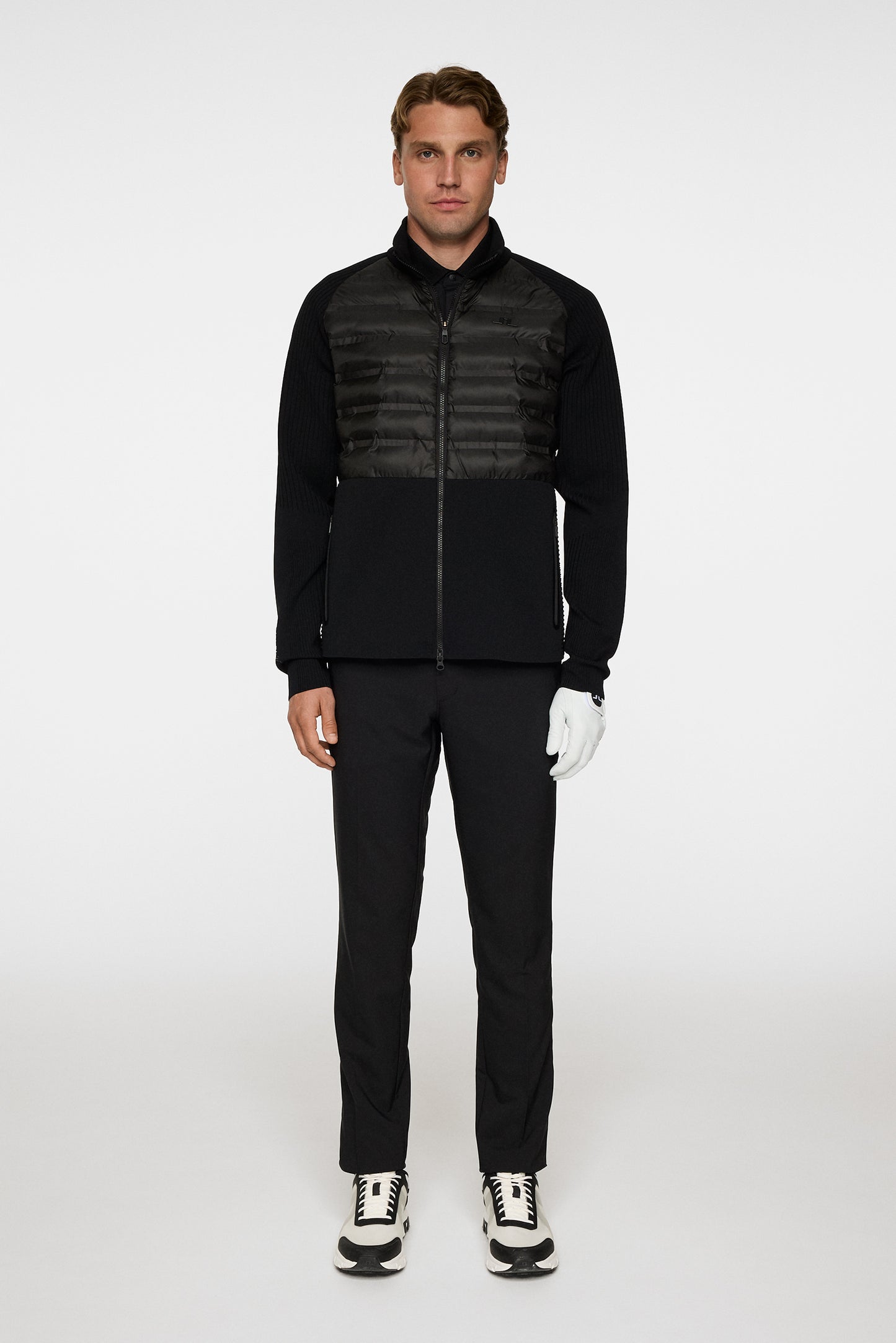 Aziel Tech Knit Zip Sweater in Black by J.Lindeberg