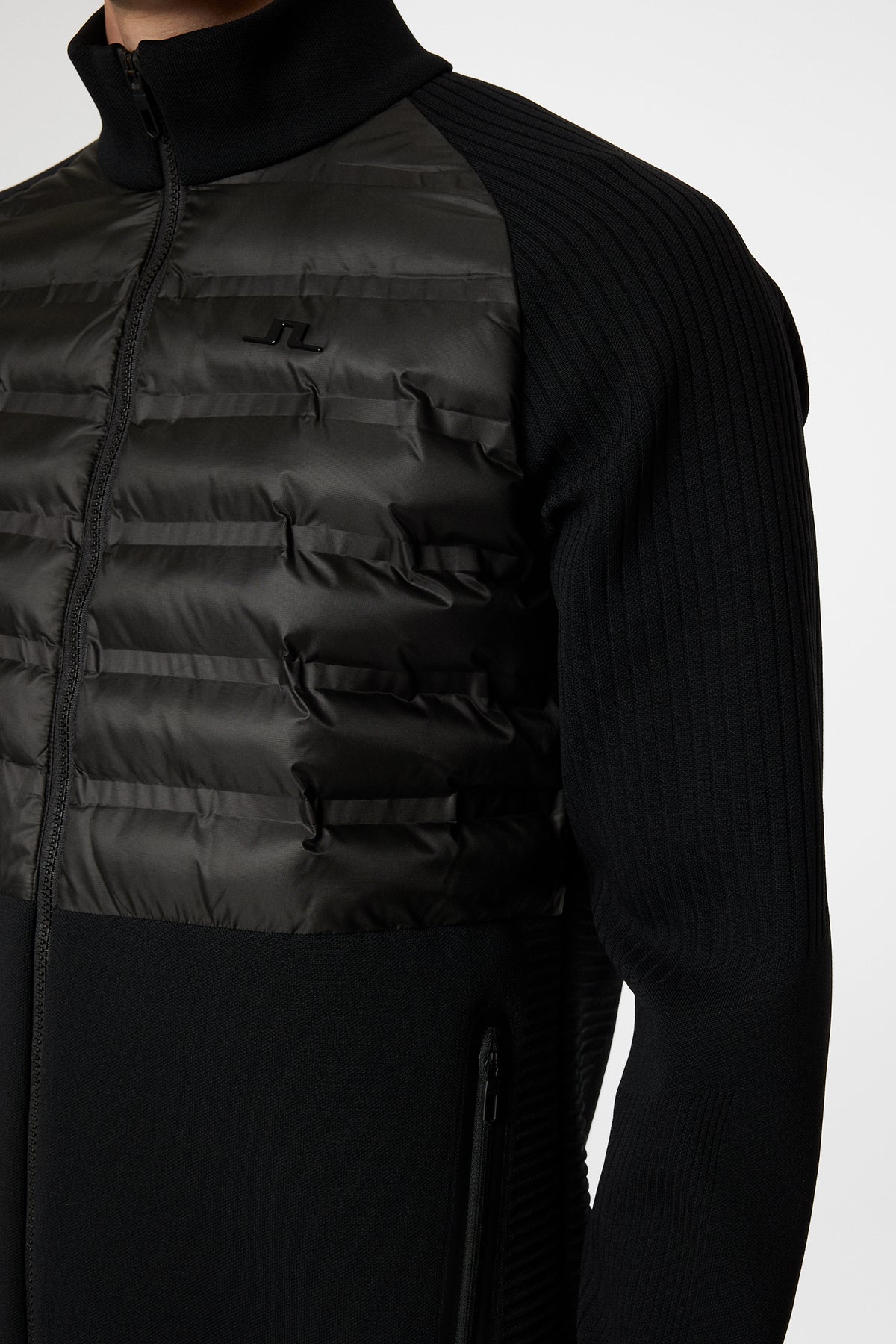 Aziel Tech Knit Zip Sweater in Black by J.Lindeberg