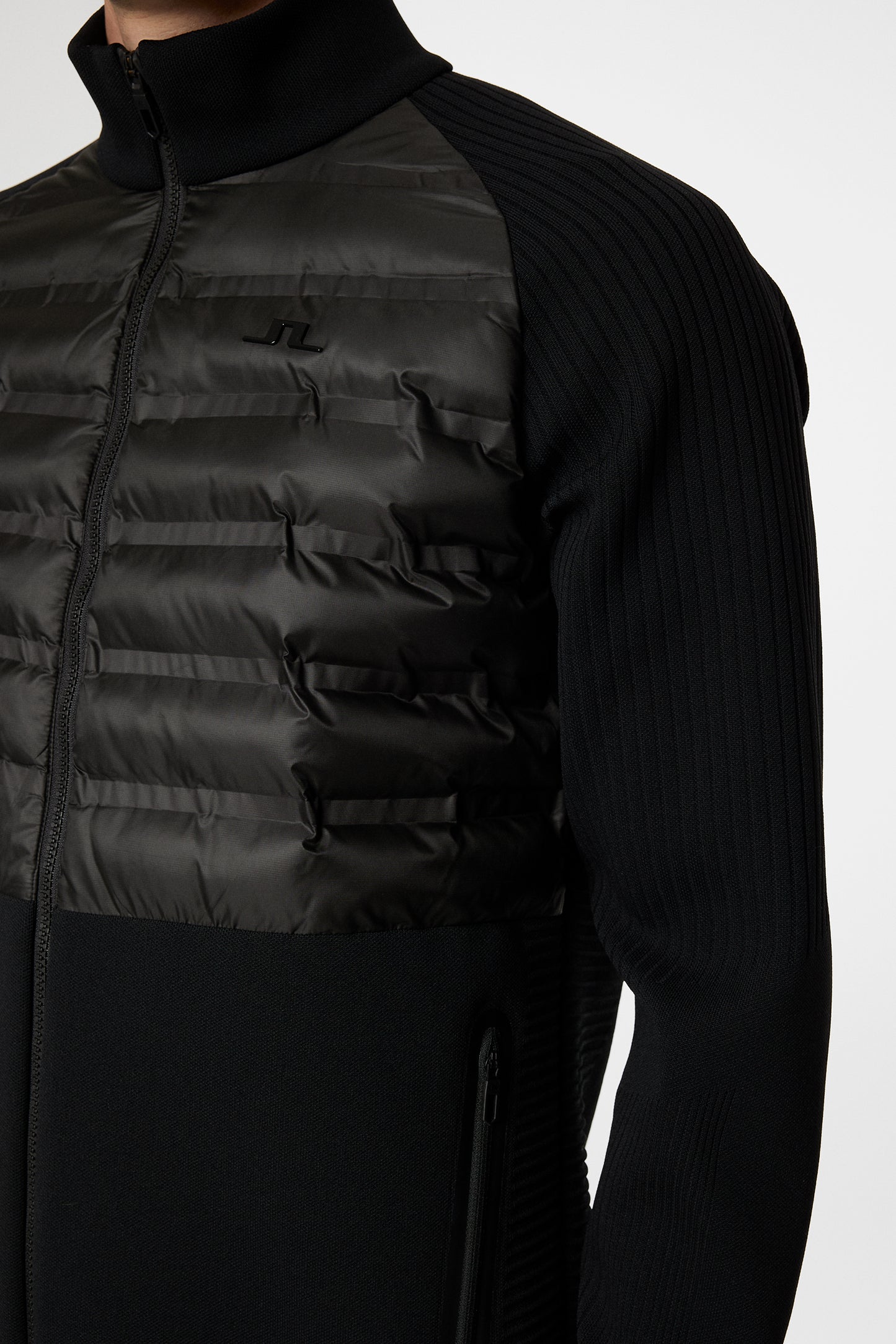 Aziel Tech Knit Zip Sweater in Black by J.Lindeberg