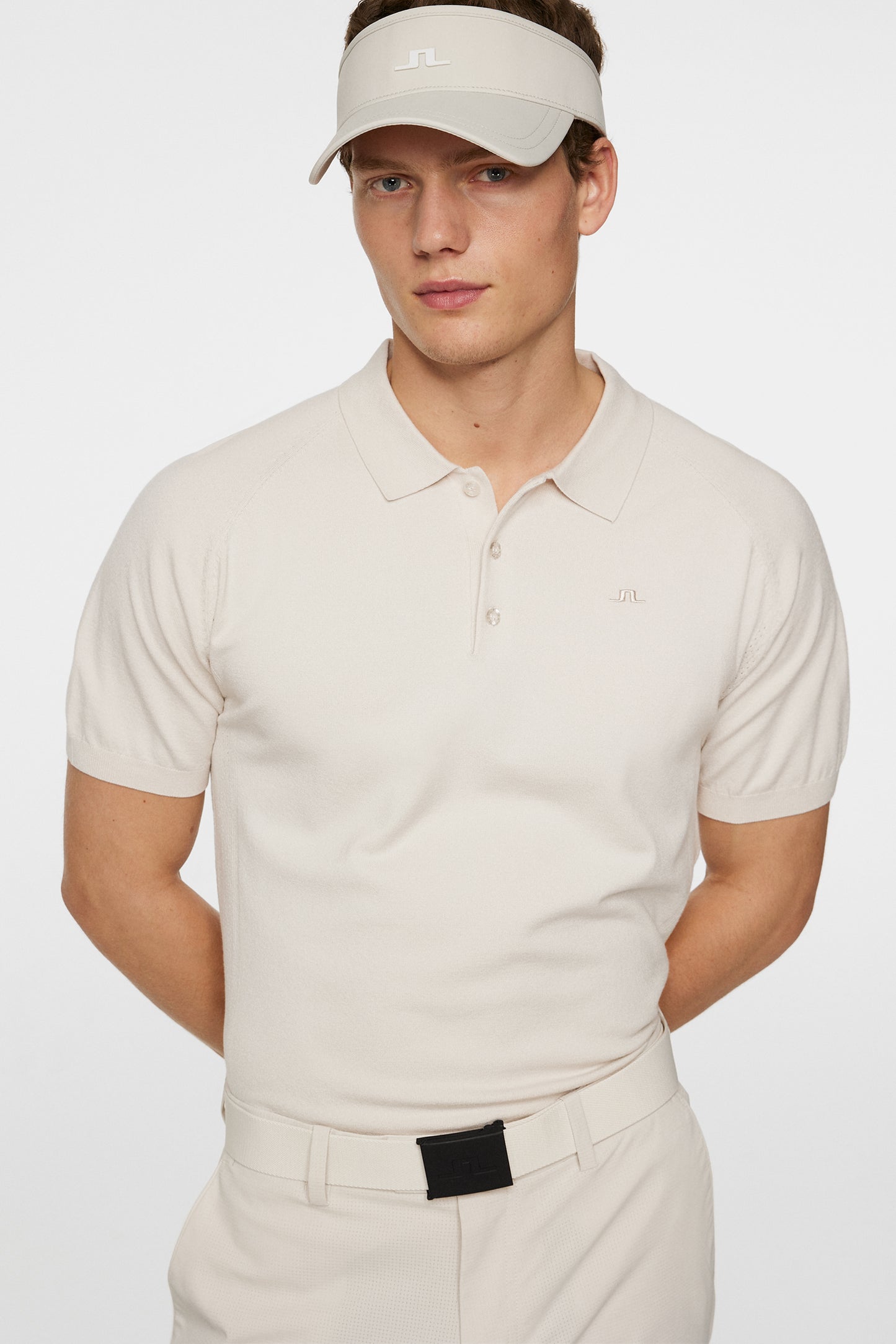 Martines Knitted Polo Shirt in Moonbeam by J.Lindeberg