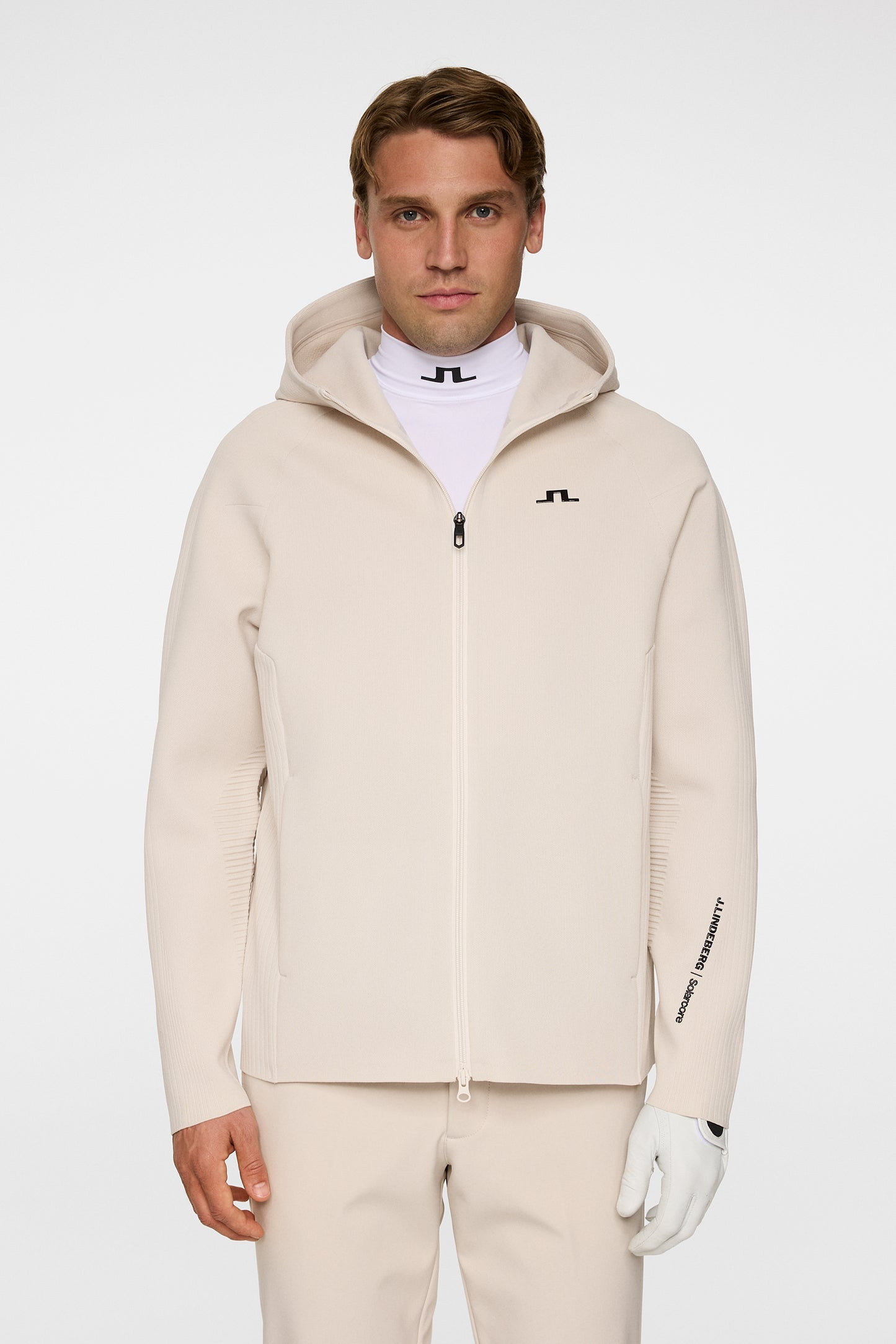 Solarcore Knit Zip Sweater in Moonbeam by J.Lindeberg
